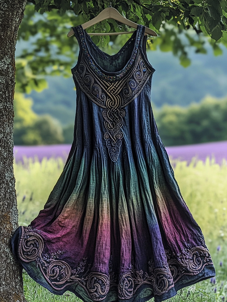 Retro Celtic Knot Gradient Design Dress