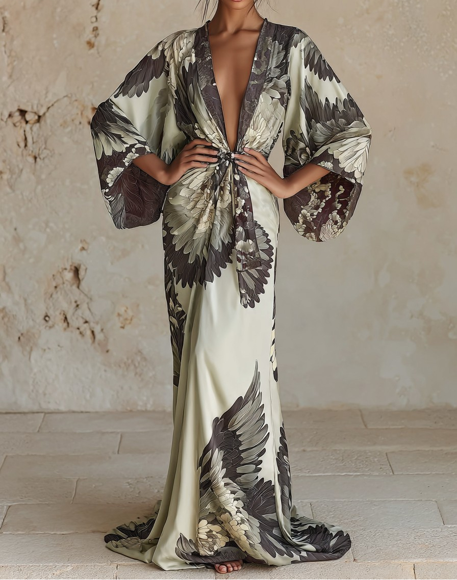 Elegant Vintage Printed Robe