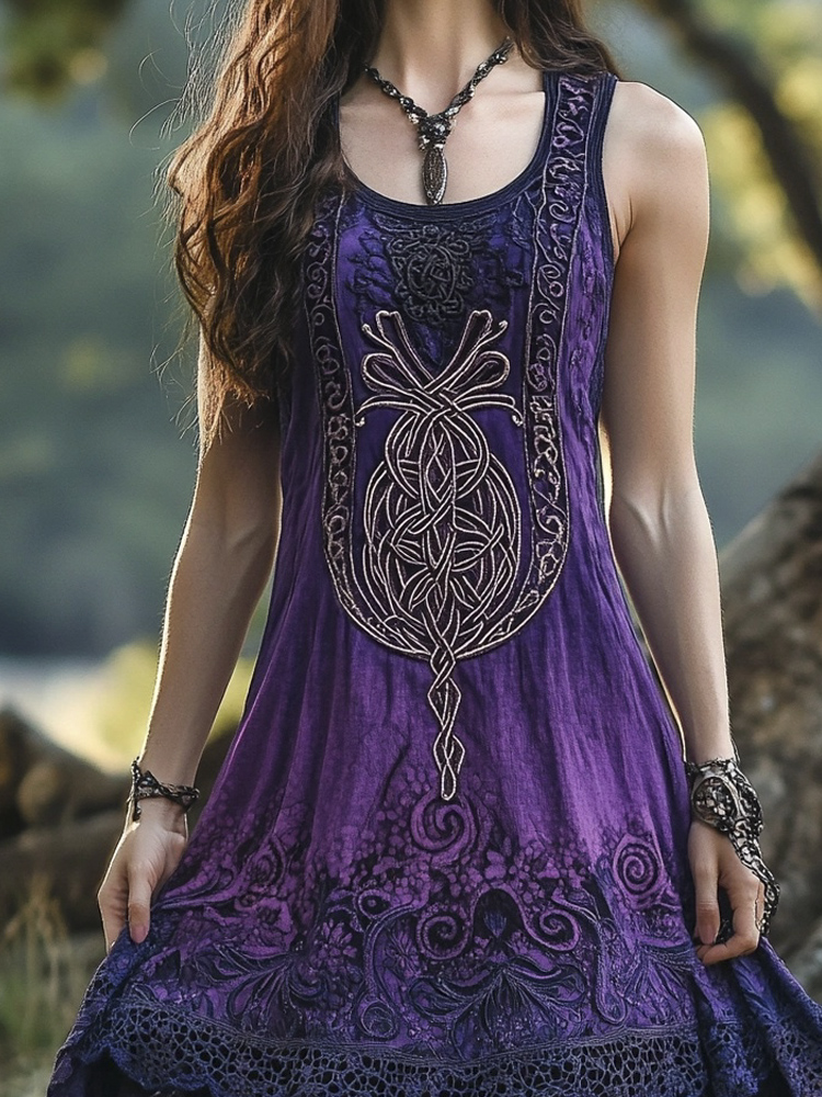 Vintage Lace Celtic Totem Printed Women's Vest Dress