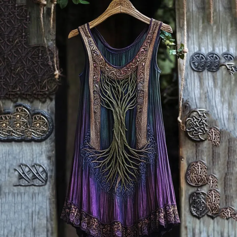 Vintage Celtic Tree Gradient Lace Tank Top