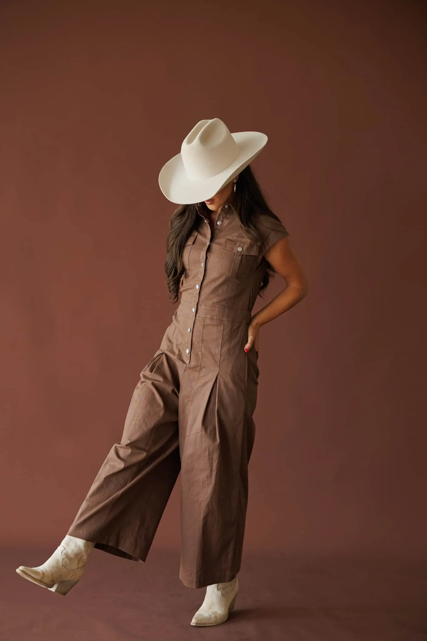 Twill Wide-Leg Jumpsuit