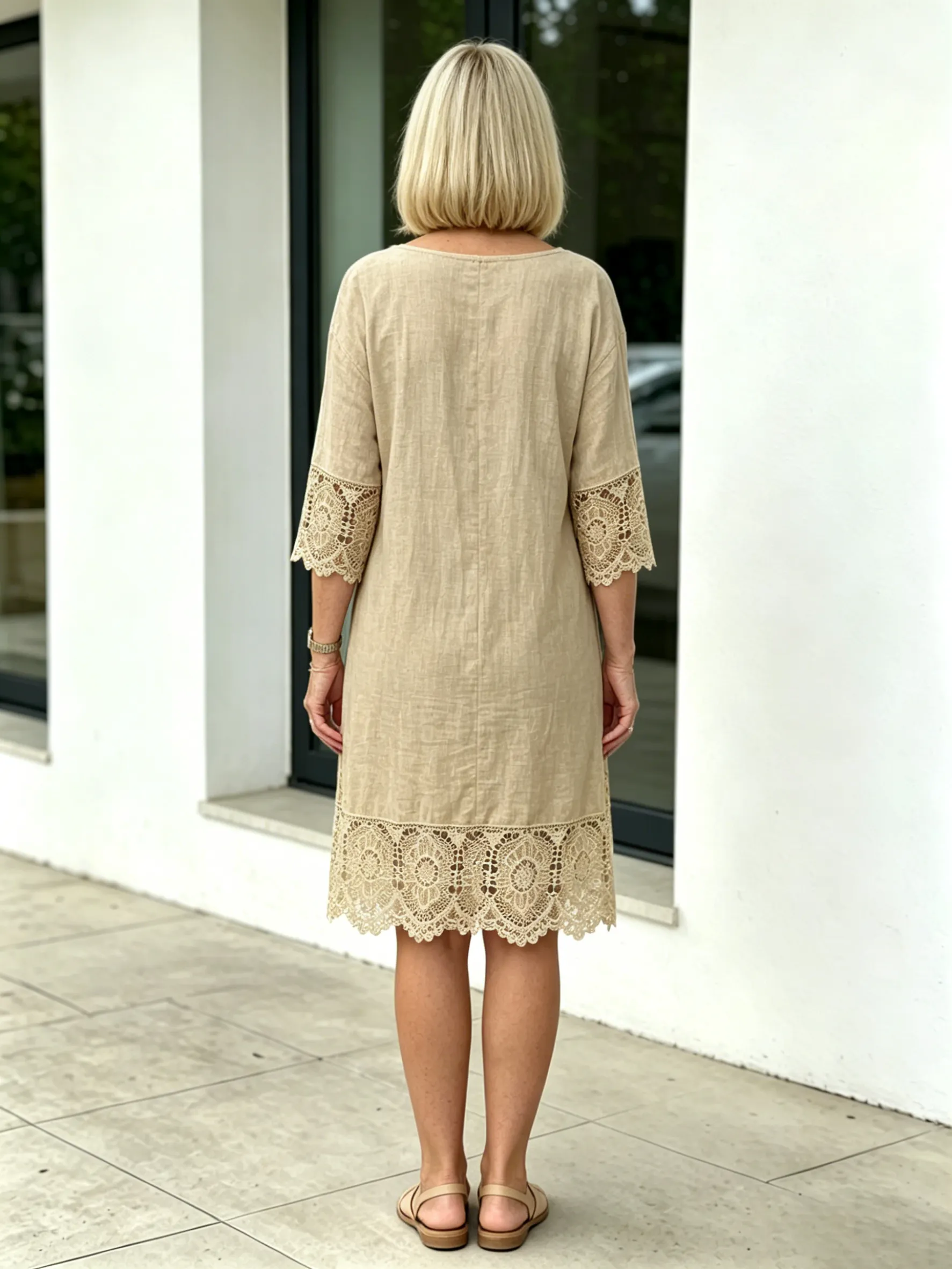 V-Neck A-Line Midi Dress