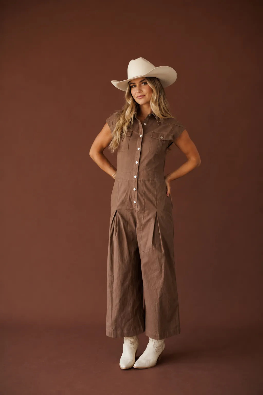 Twill Wide-Leg Jumpsuit