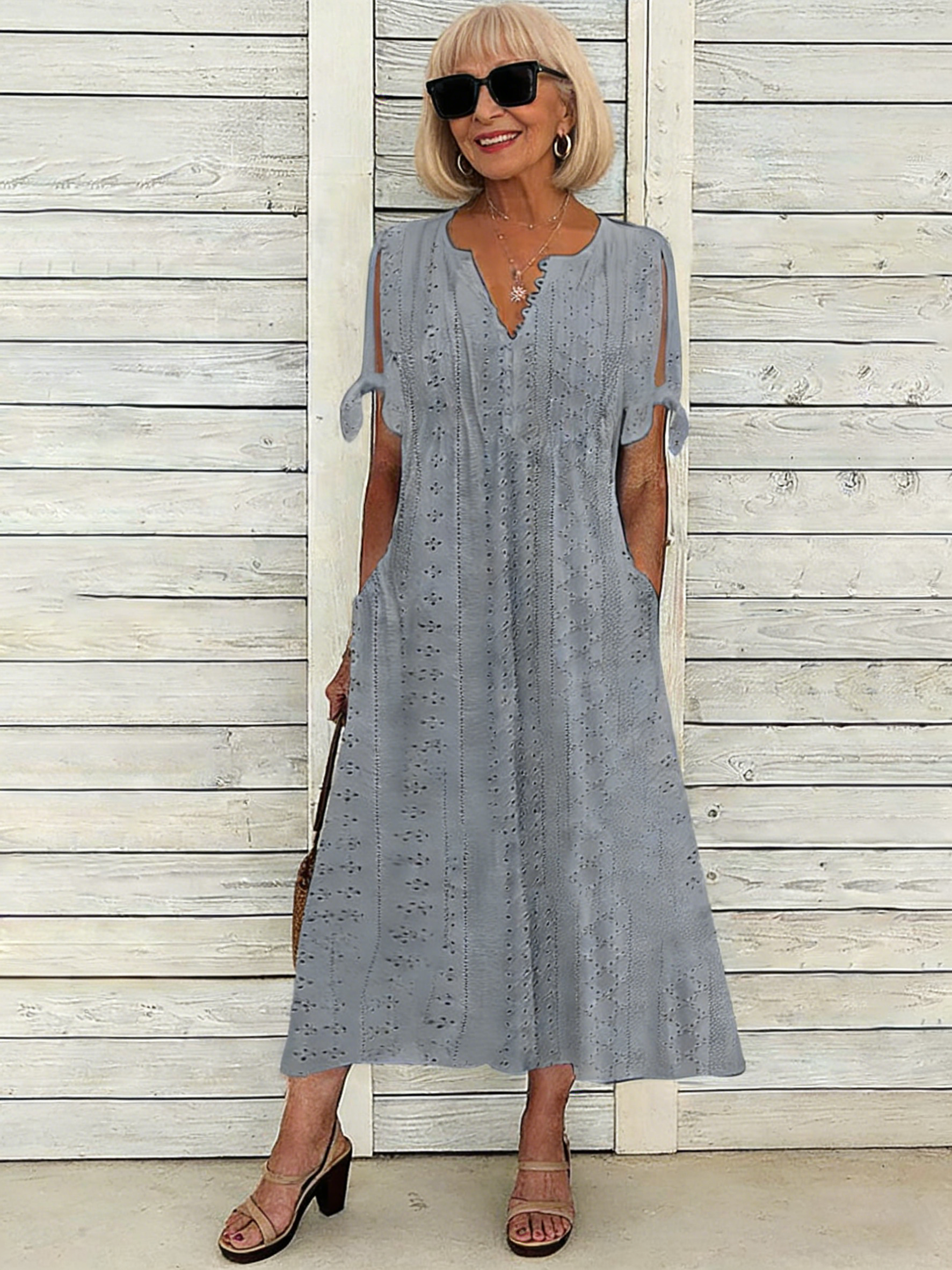 V-Neck Relaxed Midi Dress