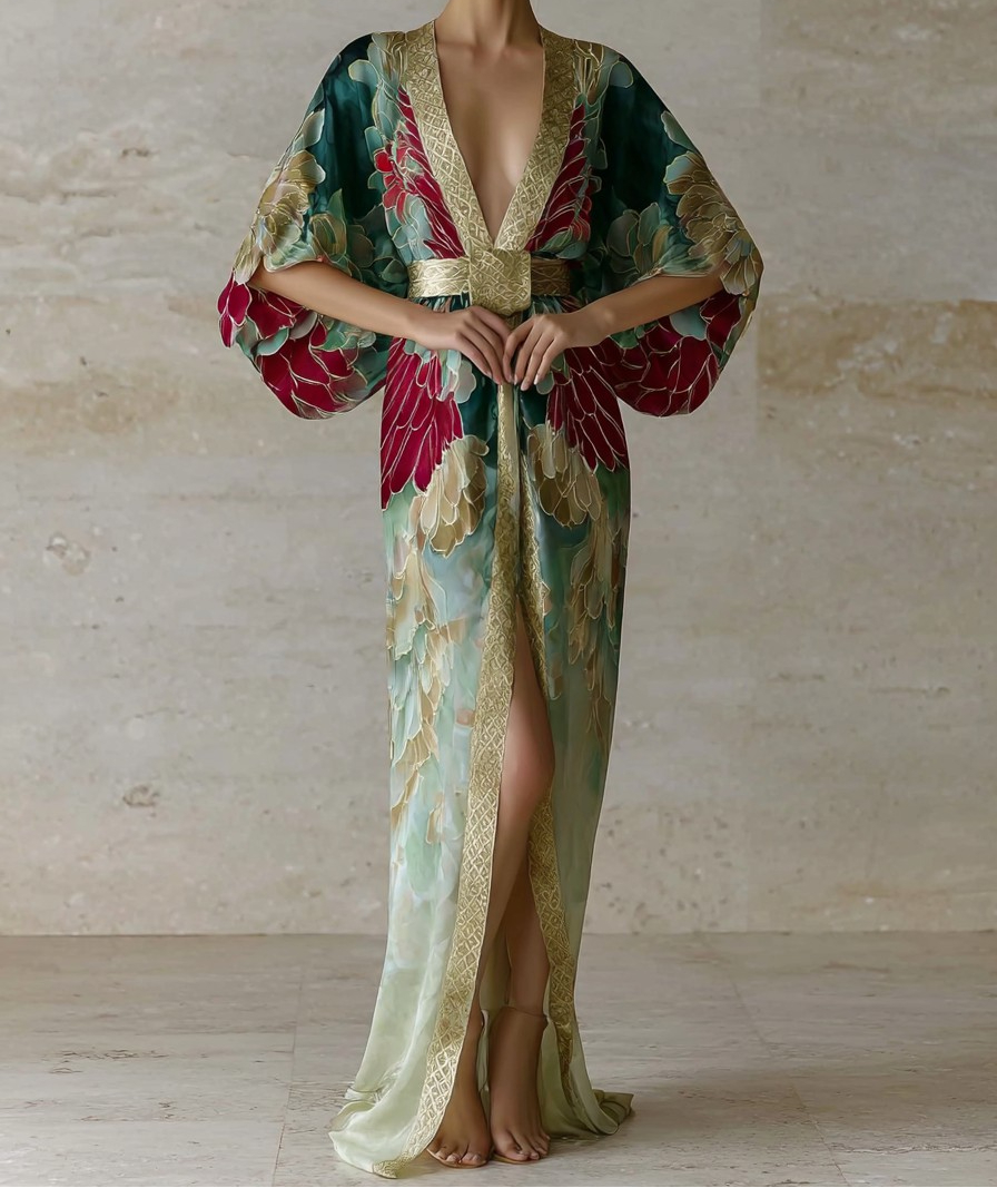 Elegant Vintage Printed Robe