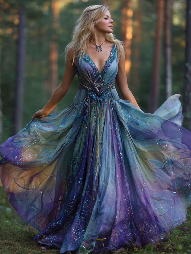 Women's Dream Myth Gradient Cotton And Linen Dress