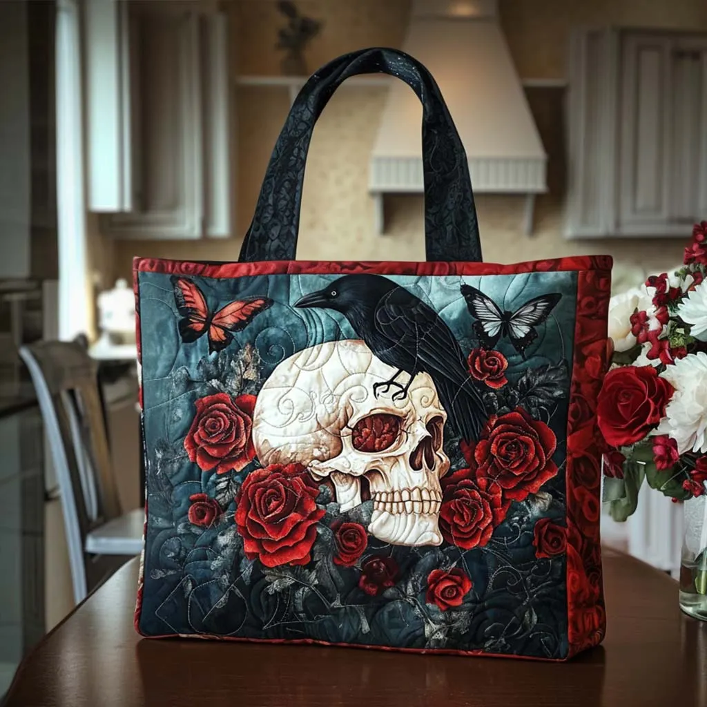 Skull Quilted Tote Bag
