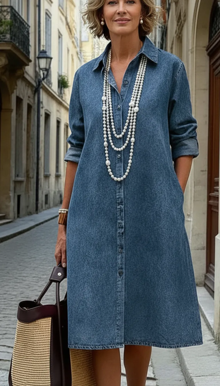 Cozy 100% Cotton Denim Shirt Dress