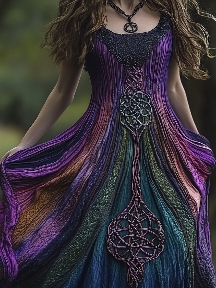 Women's Vintage Viking Tree Of Life Casual Comfort Sleeveless Dress