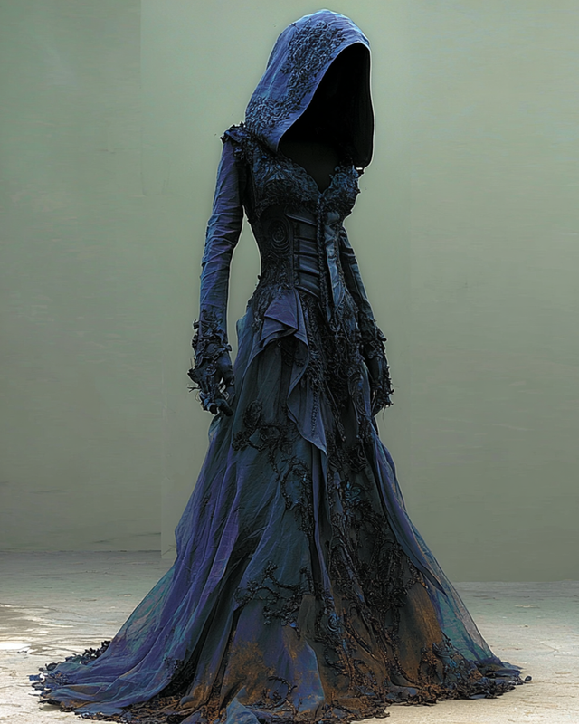 Bohemian style Irregular Lace Embroidered Hooded Evening Dress ad1b
