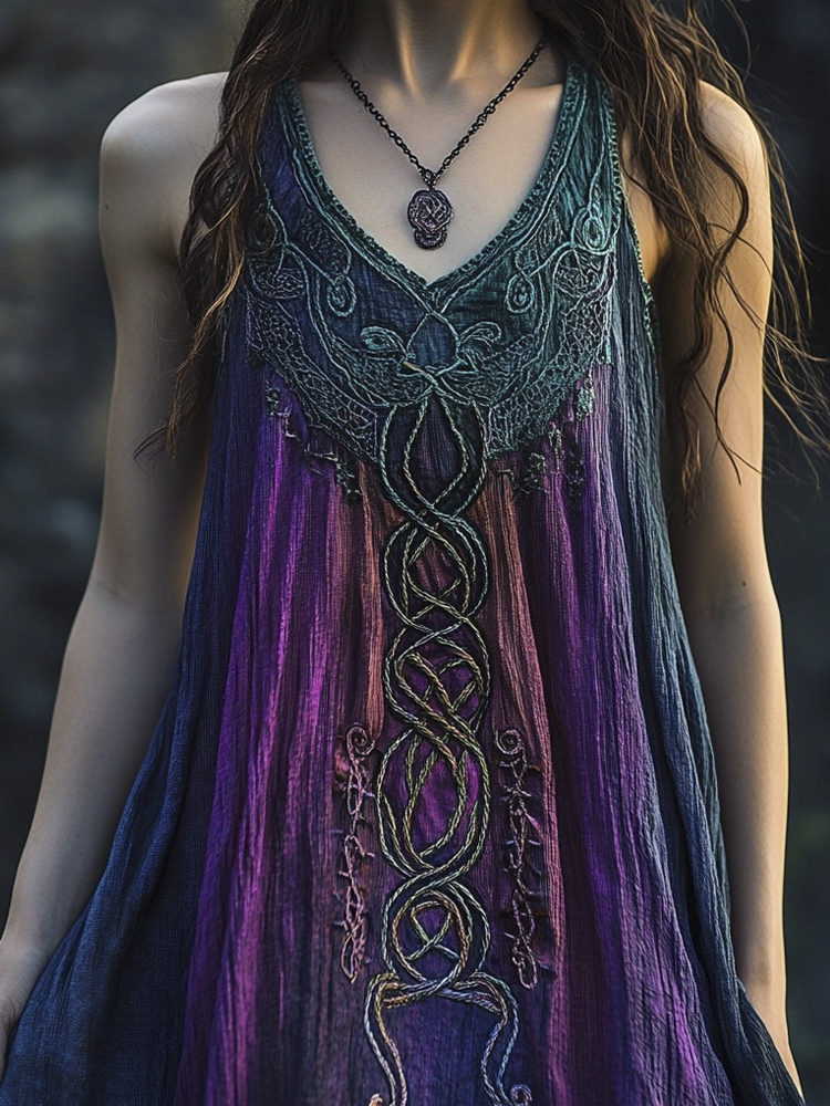 Vintage Celtic Mythology Gradient Lace Tank Dress