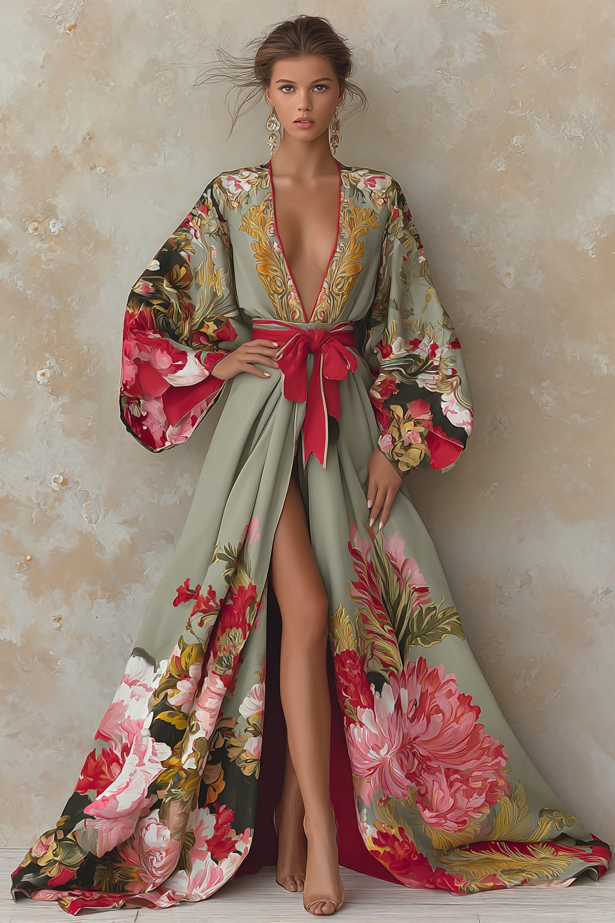 Elegant Vintage Printed Robe
