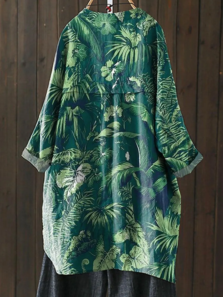 Summer Tropical Jungle Pattern Printed Women's Loose Casual Top Jacket