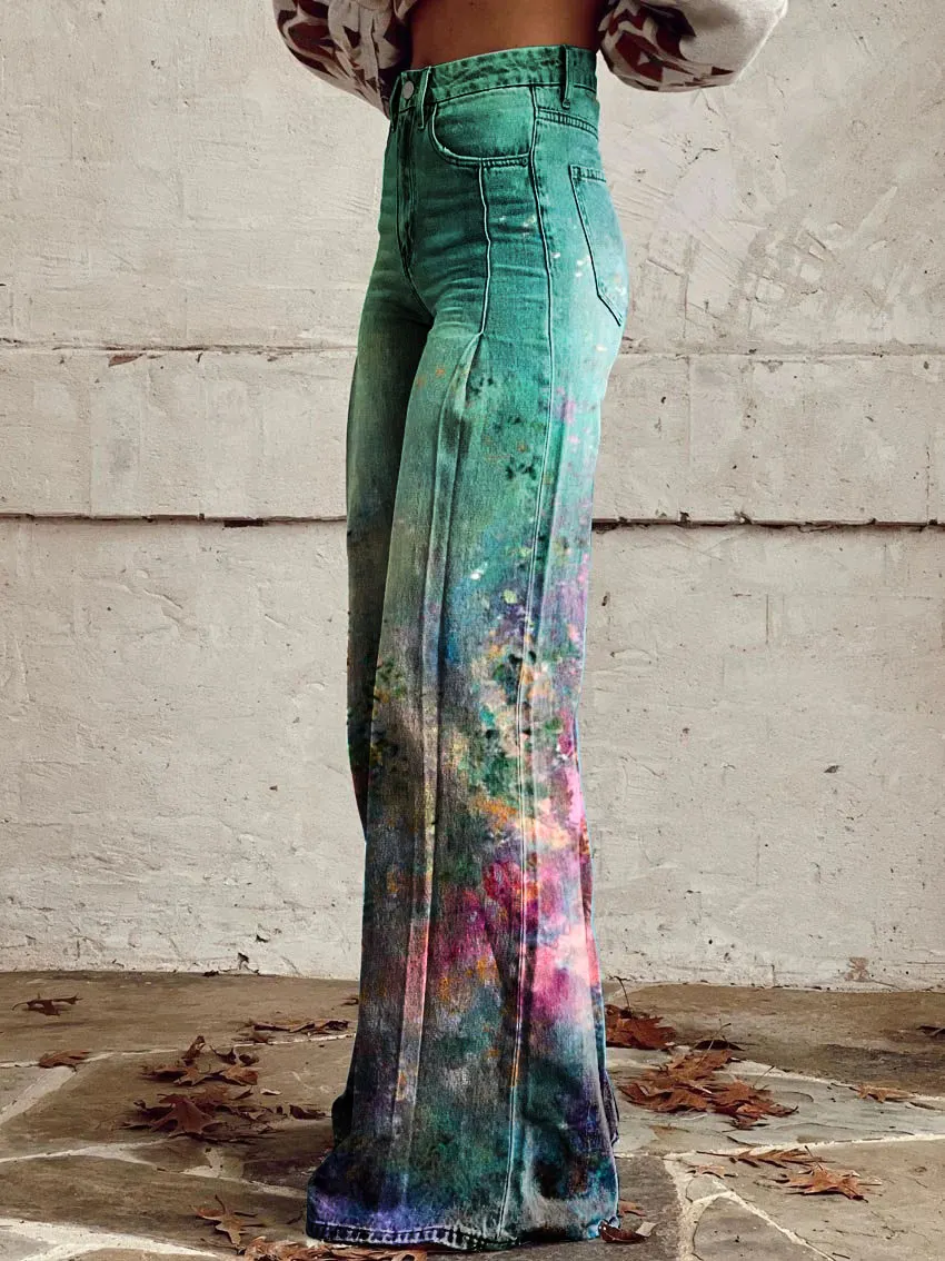 Floral Print Casual Wide-Leg Pants