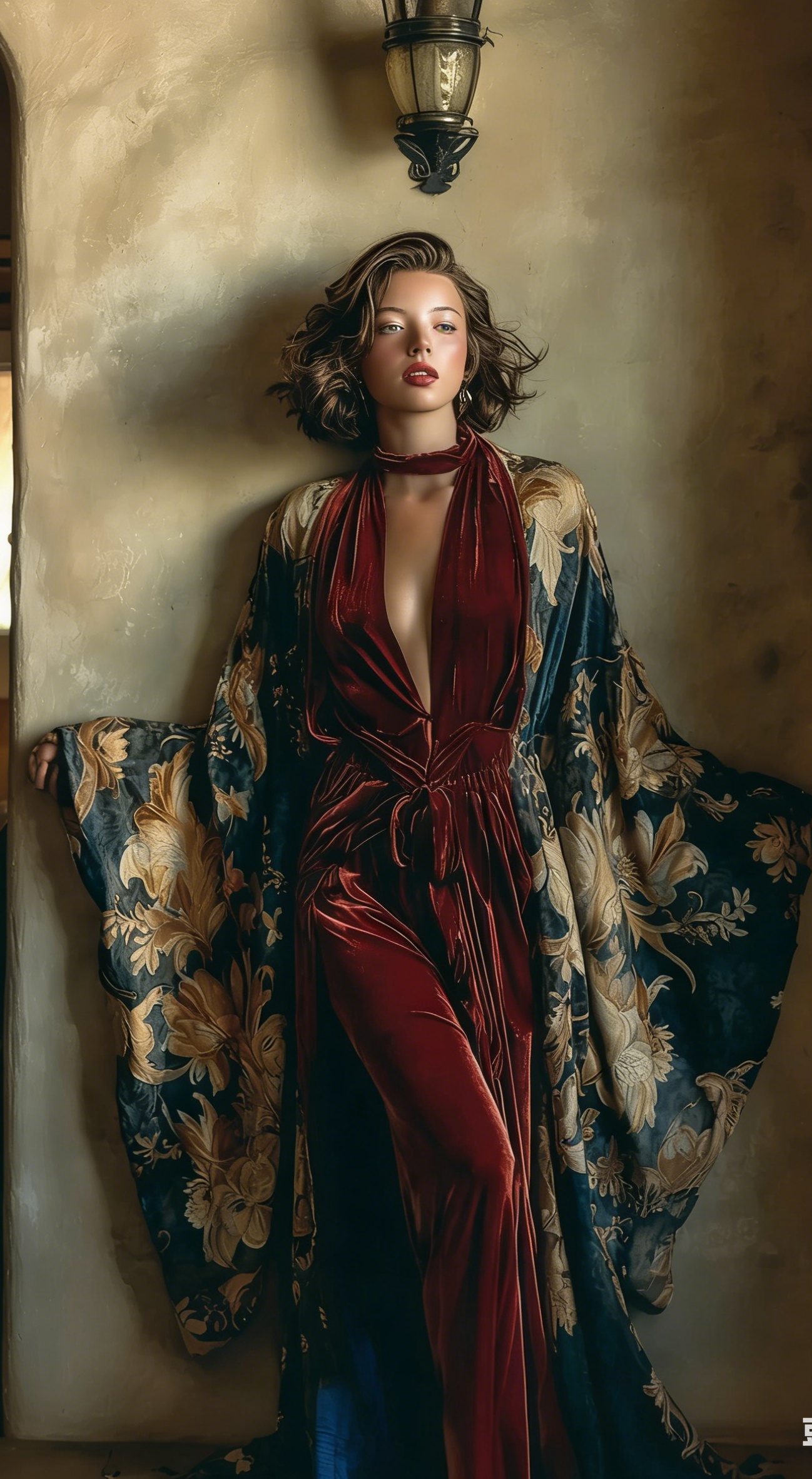 Ladies Plush Aristocratic Vintage Floral Robe