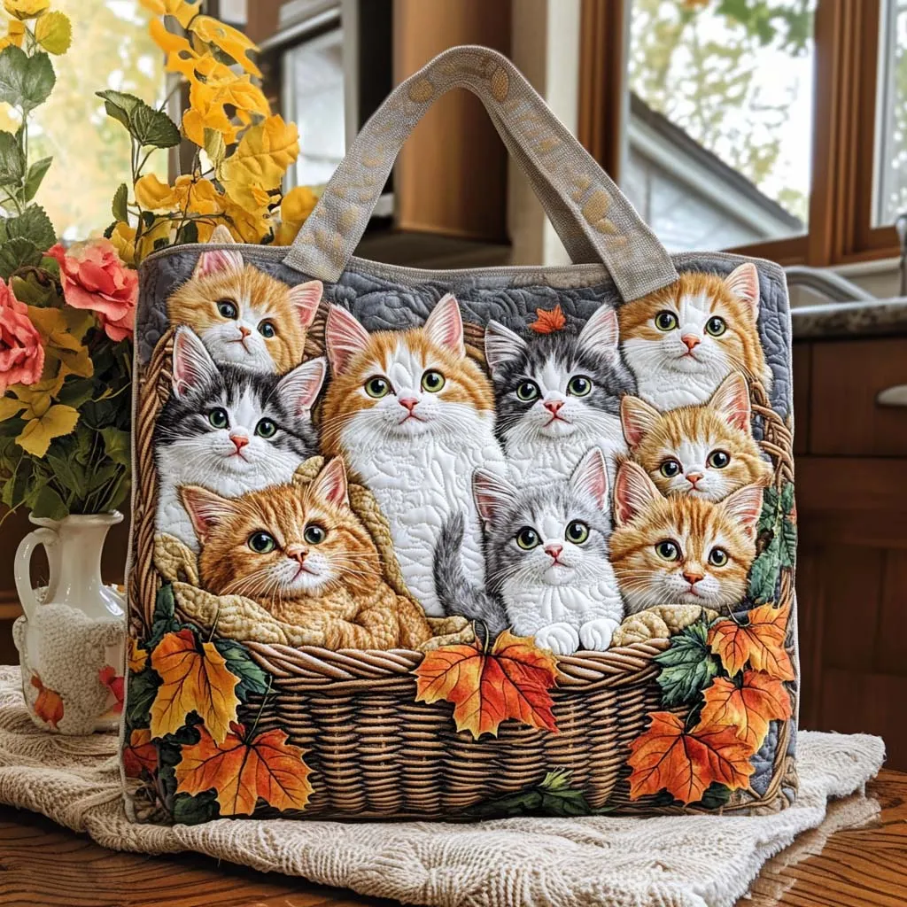 Autumn Cat Quilted Tote Bag