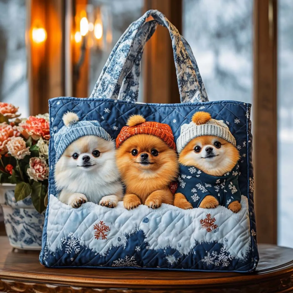 Pomeranian Quilted Tote Bag