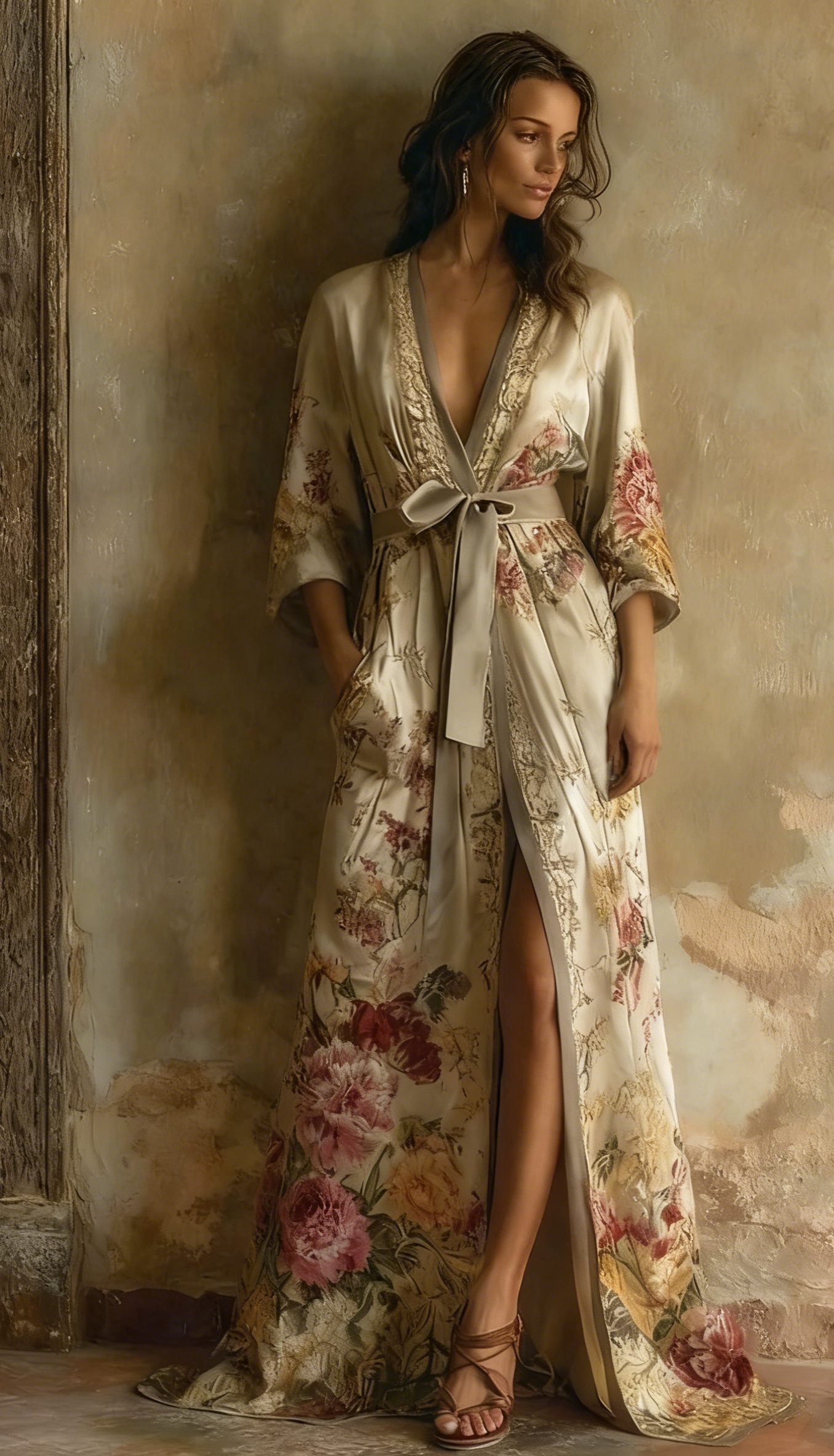 Autumn and winter elegant velvet robe (with belt)