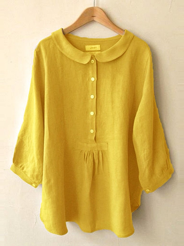 Cotton Linen Seven Sleeve Shirt