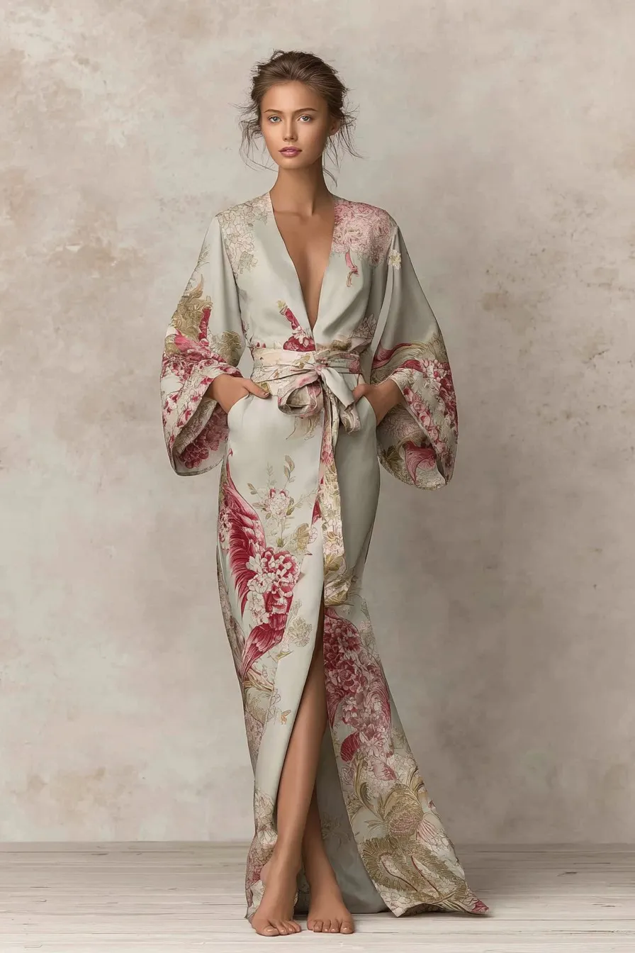 Elegant Vintage Printed Robe