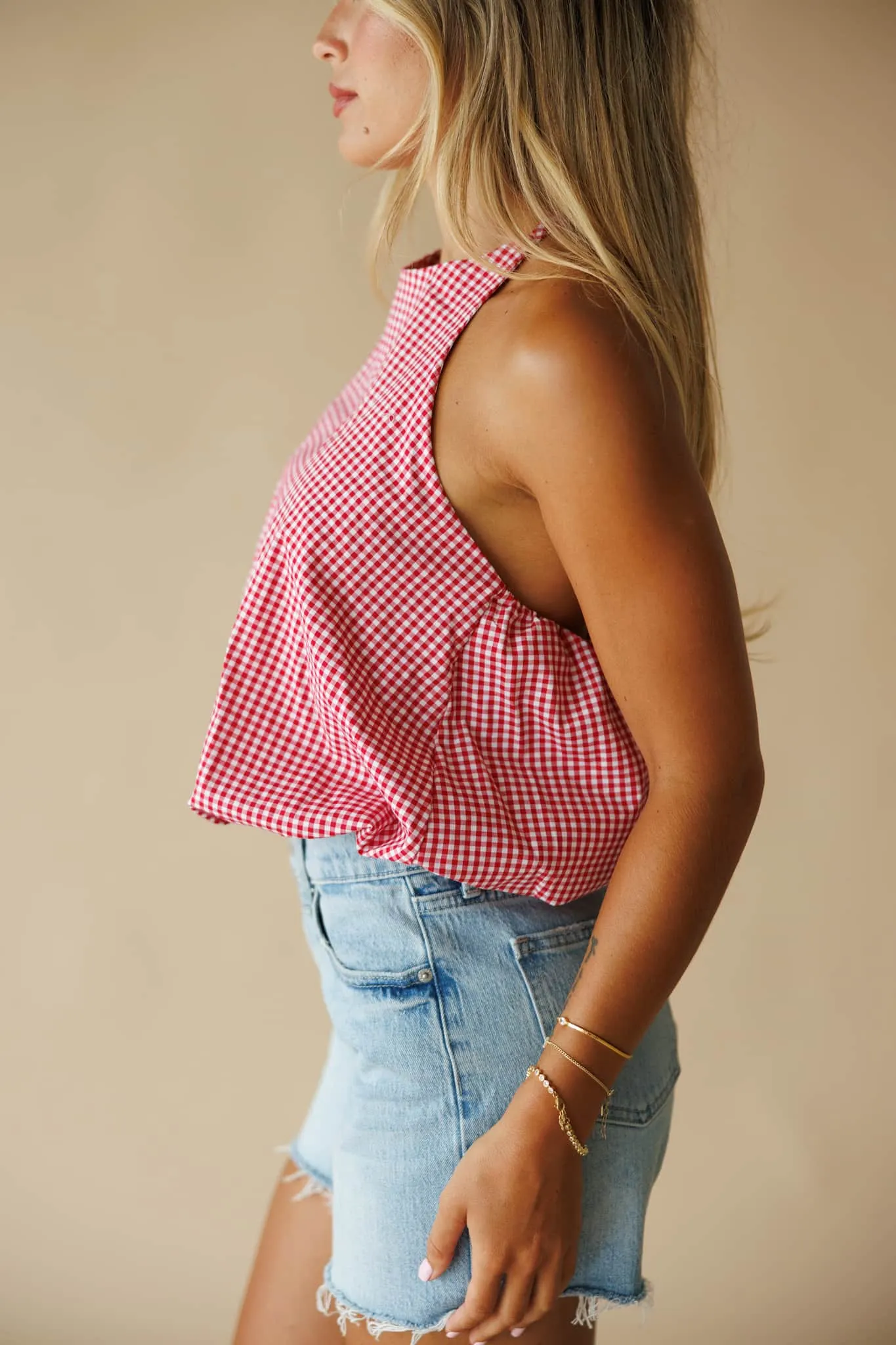 Gingham Bubble Halter Top