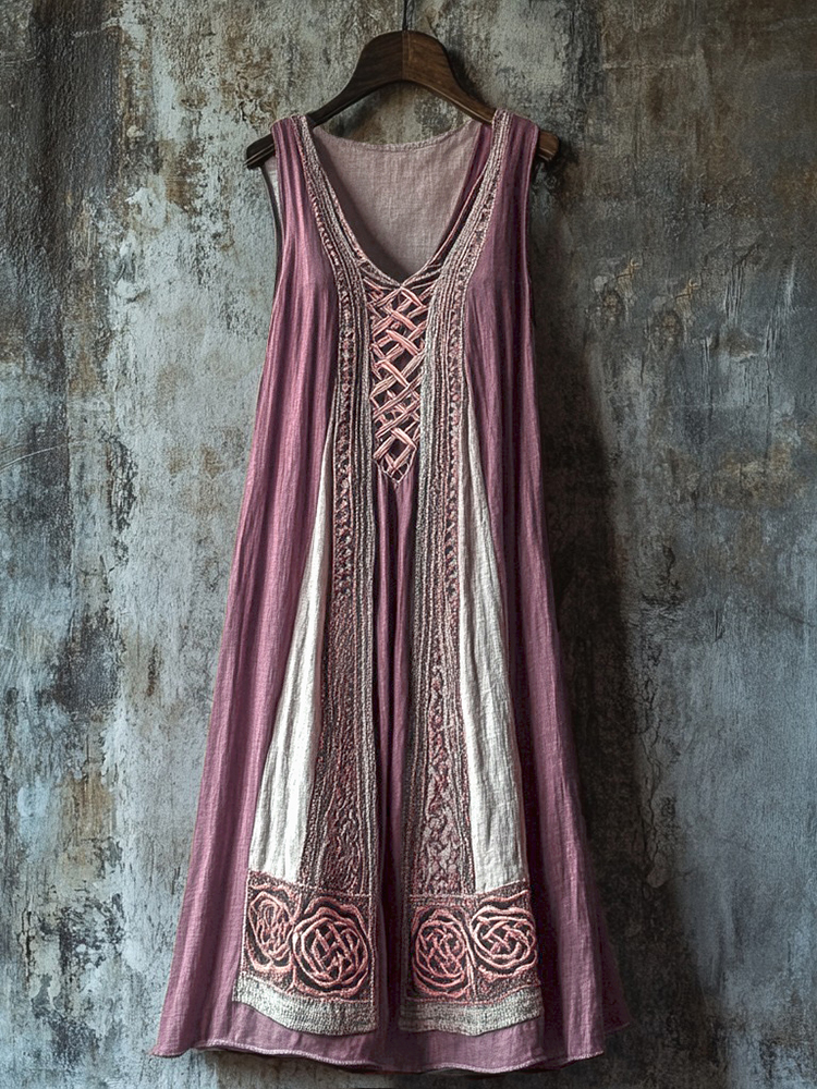 Vintage Viking Celtic Knot Patchwork Cozy Tank Dress