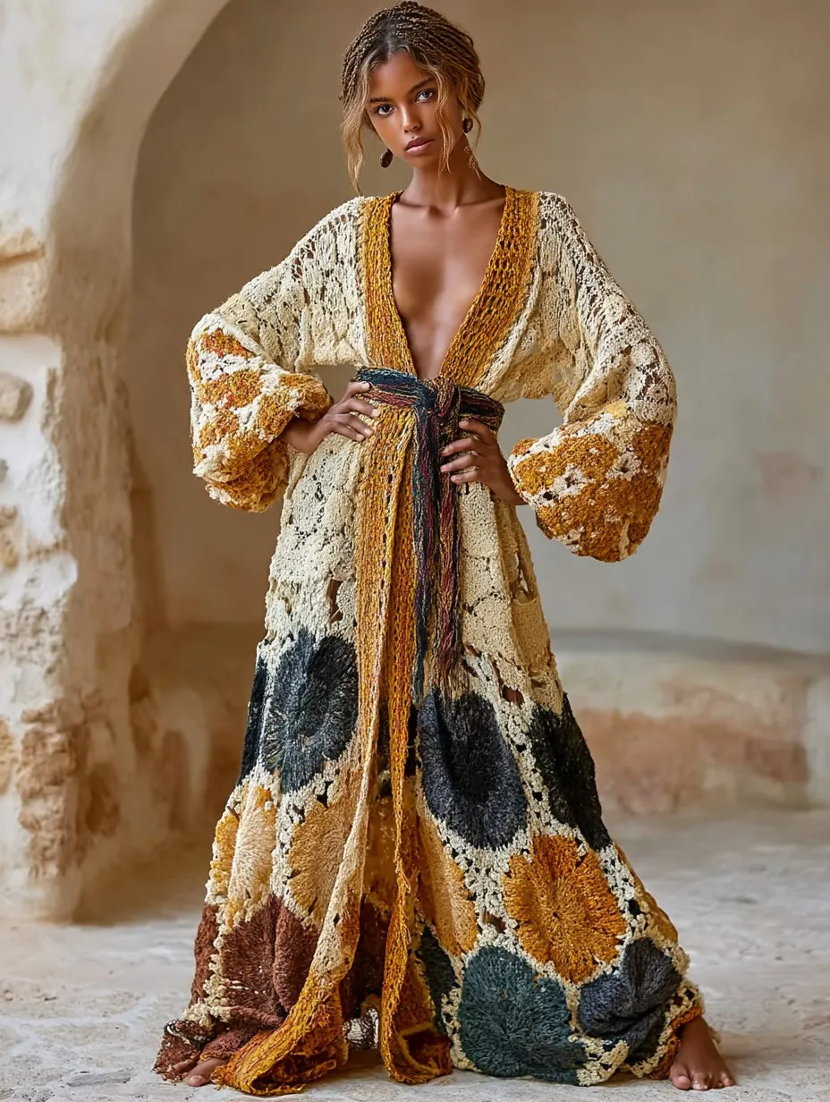Elegant Vintage Printed Robe