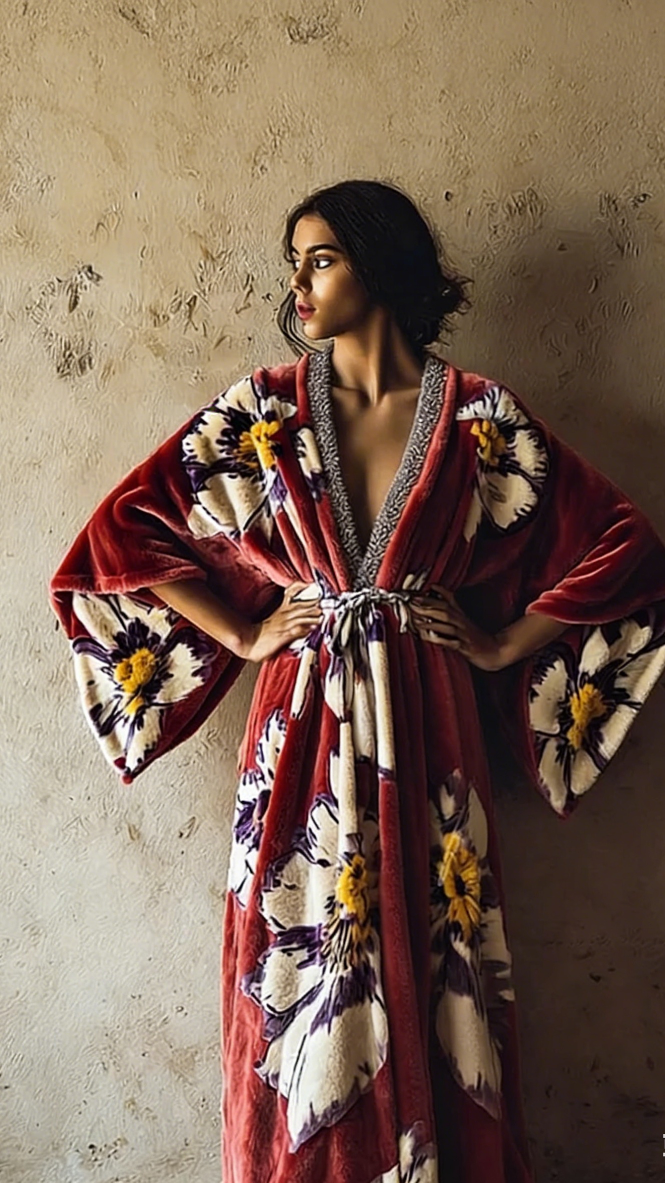 Women's Autumn and Winter Cotton Velvet Blended Robe (With Belt)