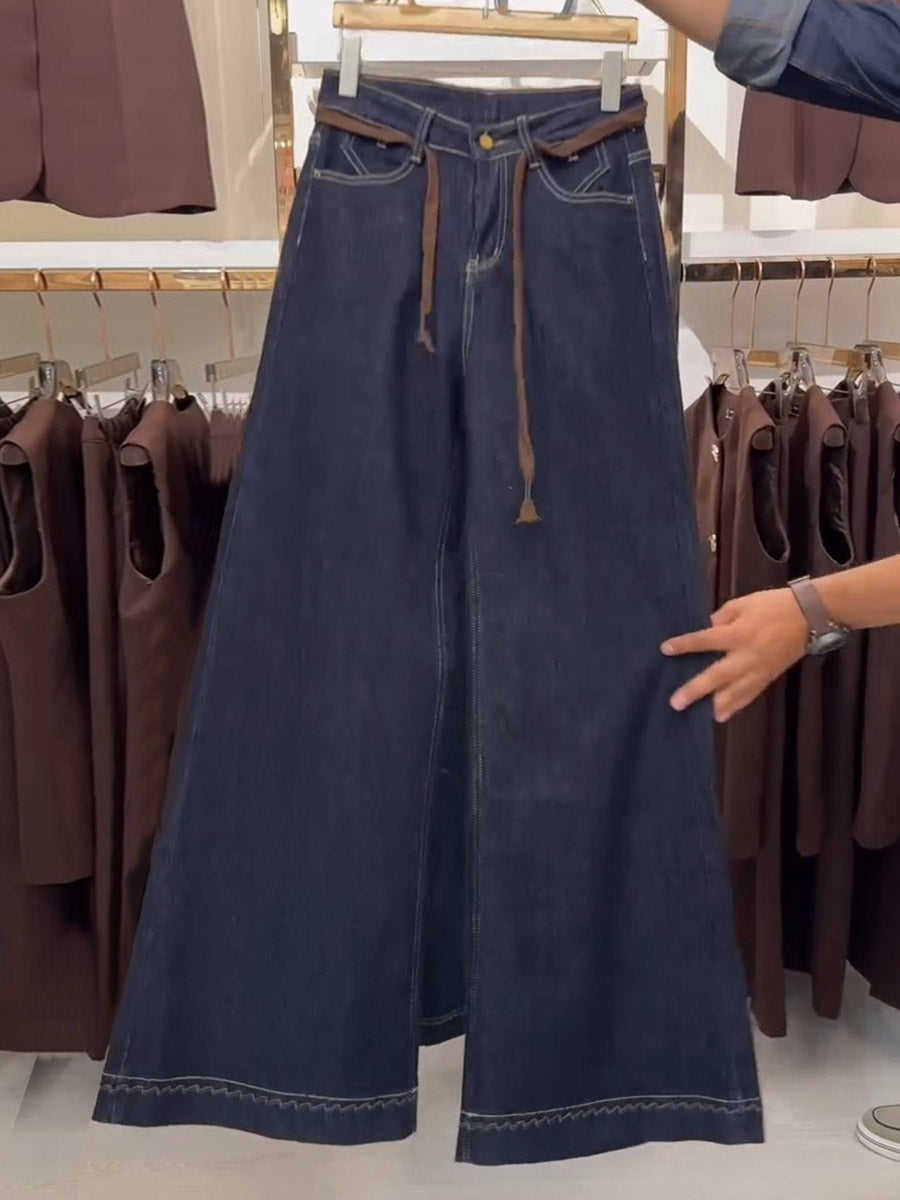 High-waisted Casual Loose-fitting Wide-leg Jeans
