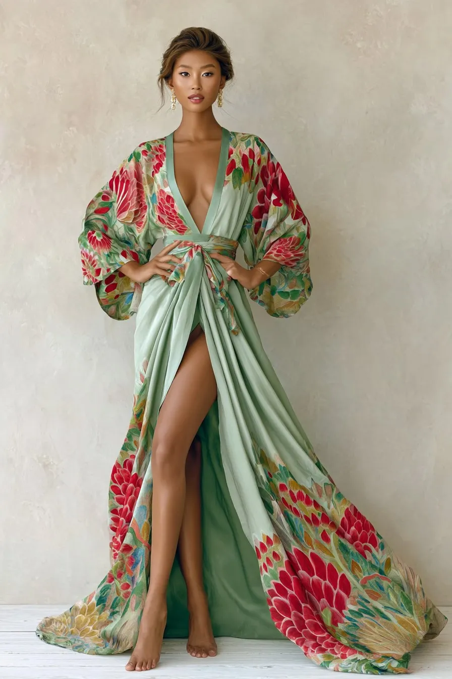 Elegant Vintage Printed Robe
