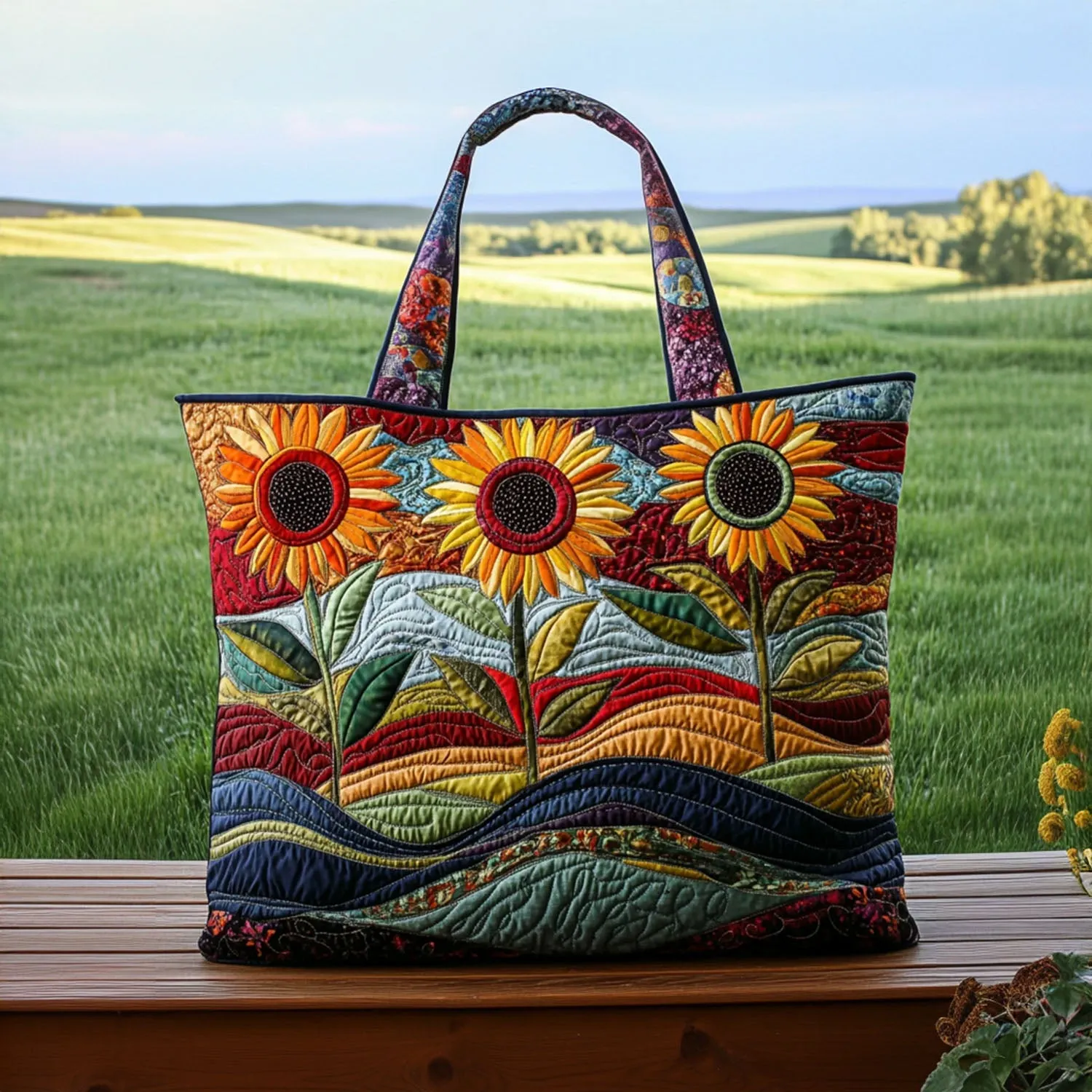 Flower Quilted Tote Bag