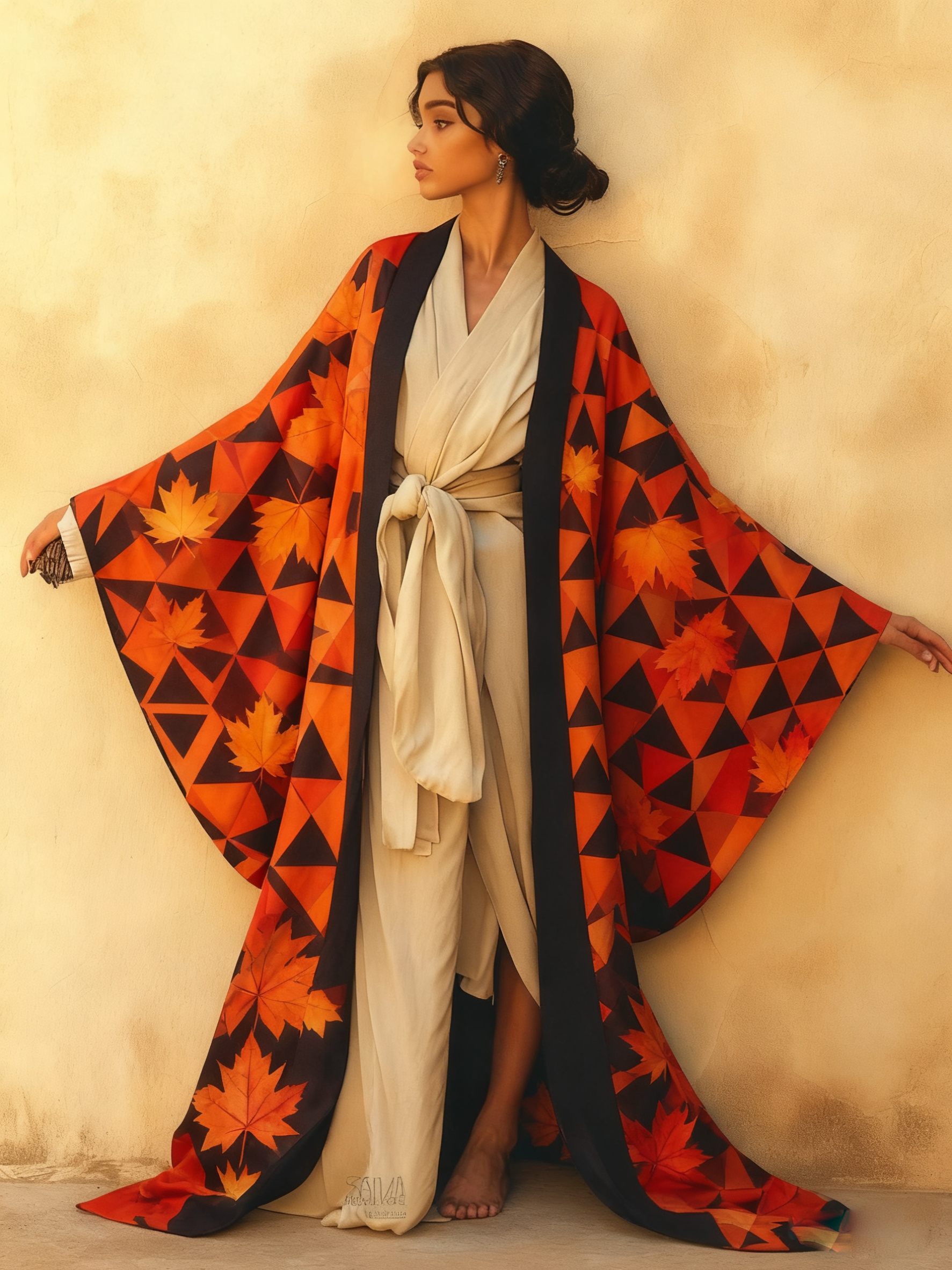 Abstract Art Print Kimono Long Gown Robe