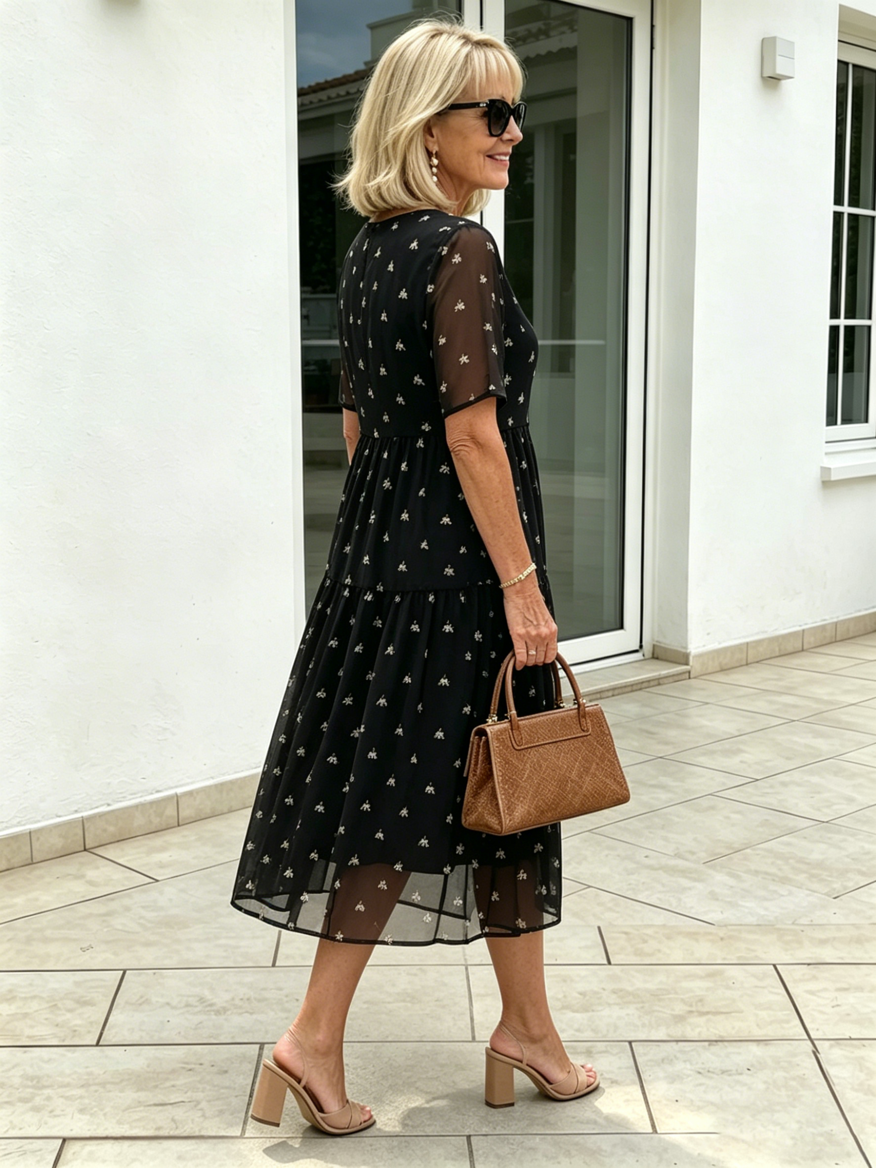 Black Polka Dot Midi Dress