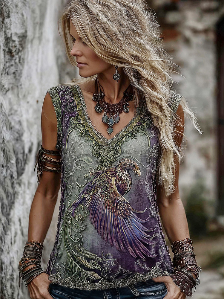 Women's Viking Celtic Phoenix Totem Gradient Tank Top