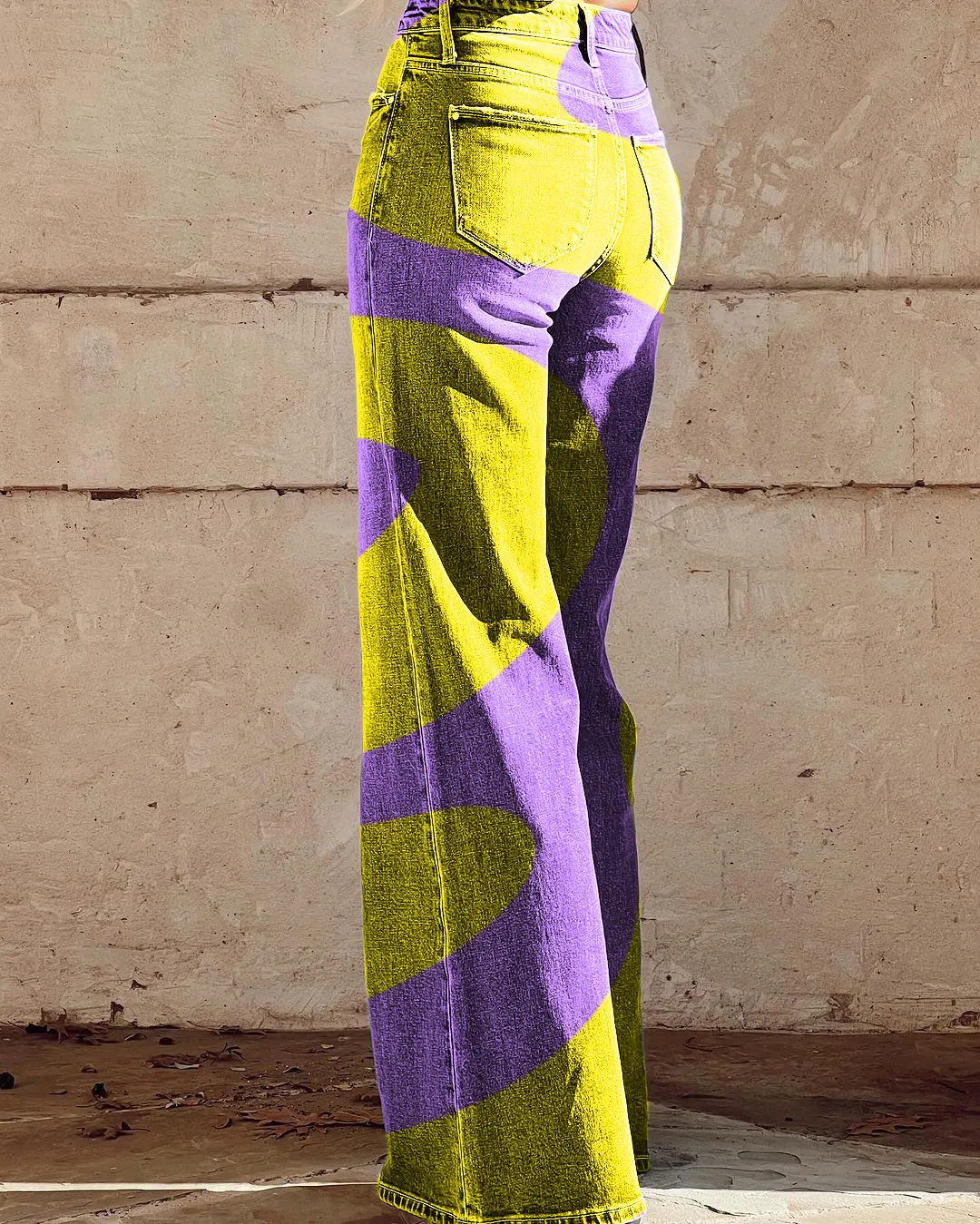 Abstract Art Print Casual Wide-Leg Pants