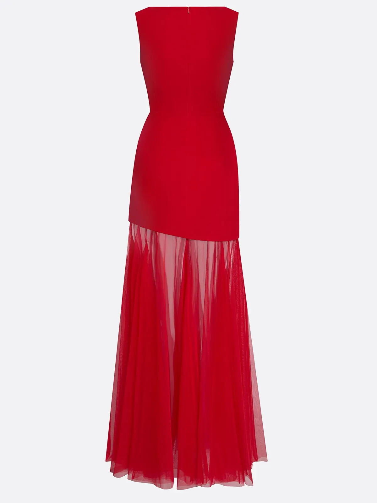 Red Classic Boat Neck Sleeveless Mermaid Floor-length Gown