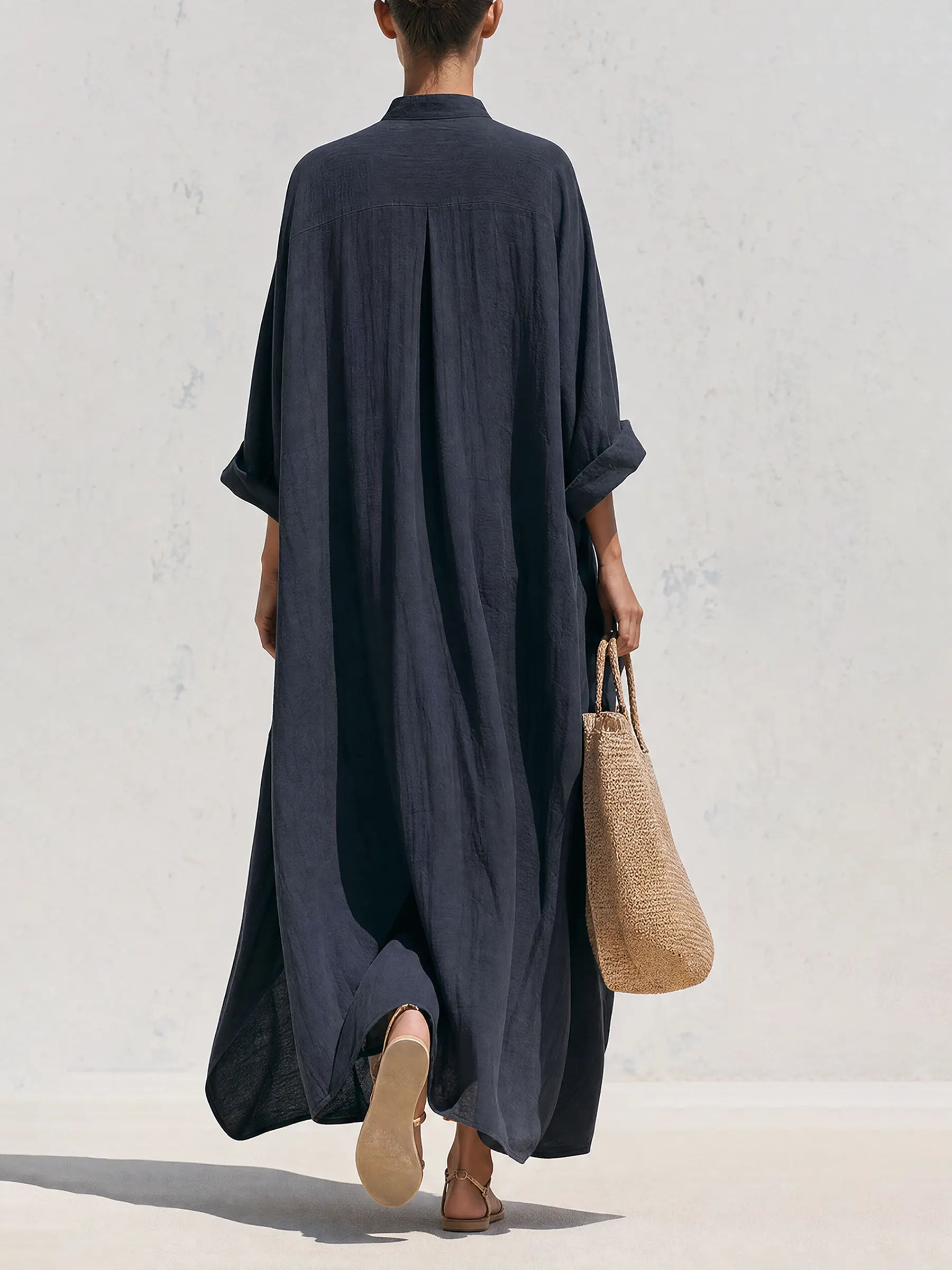 Linen-Blend Relaxed Maxi Dress