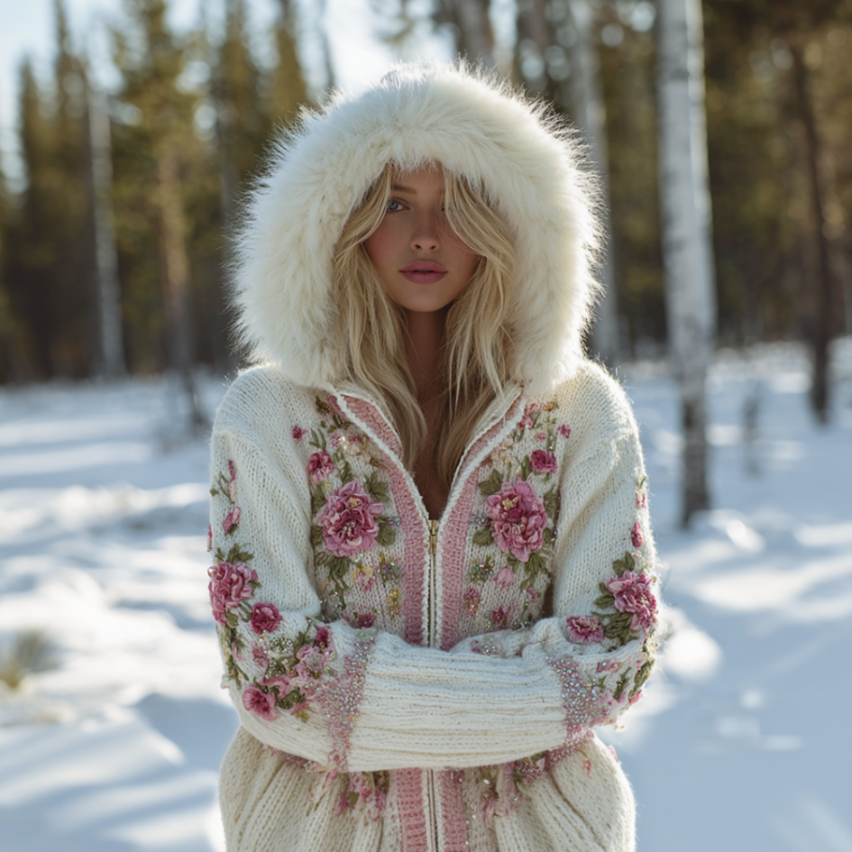 Women's Bohemian Retro Style Hooded Knit Sweater Jacket