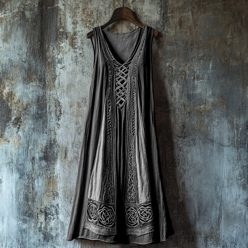 Vintage Viking Celtic Knot Patchwork Cozy Tank Dress
