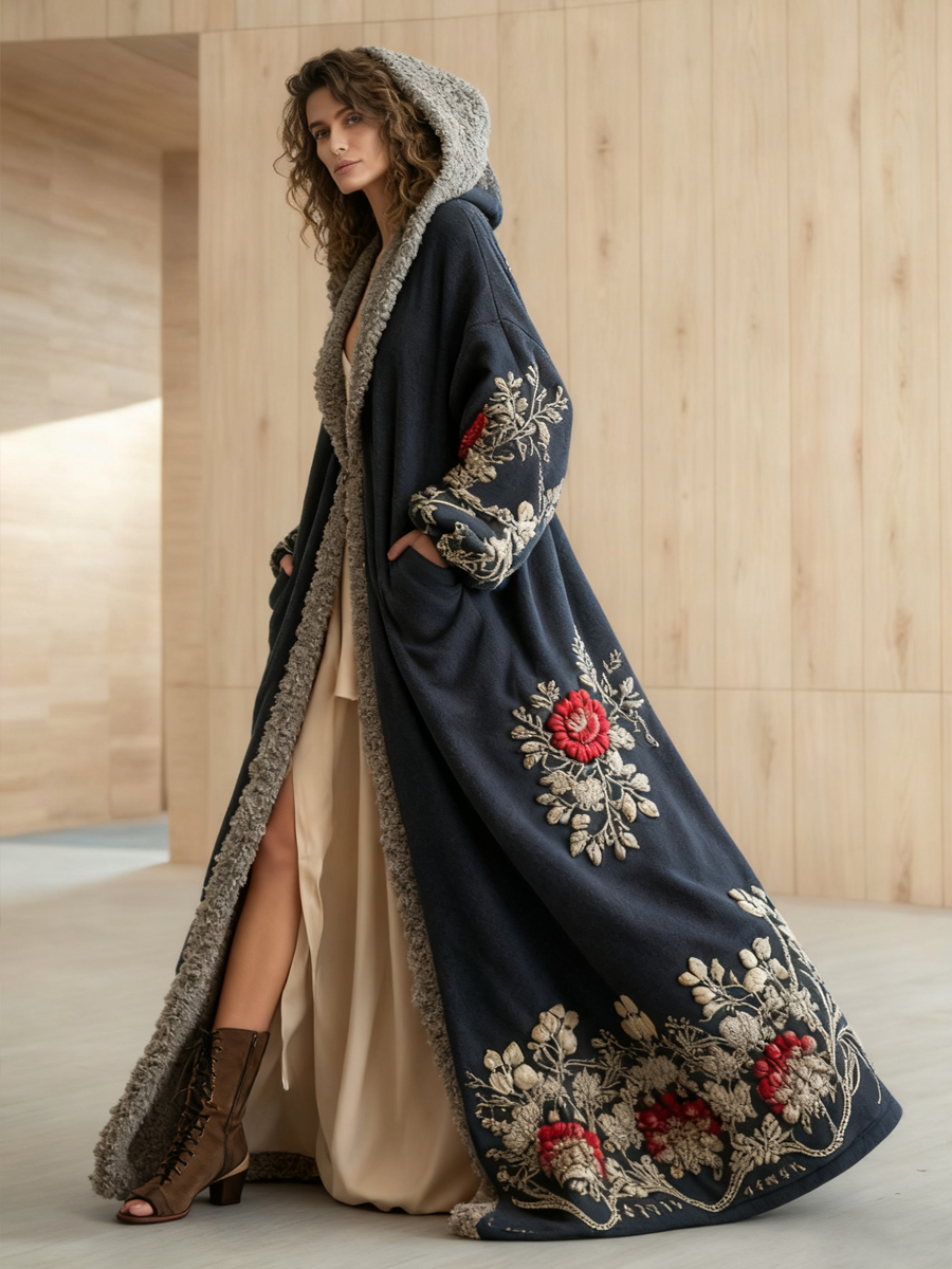 Autumn & Winter Flannel V-Neck Hooded Cardigan Robe