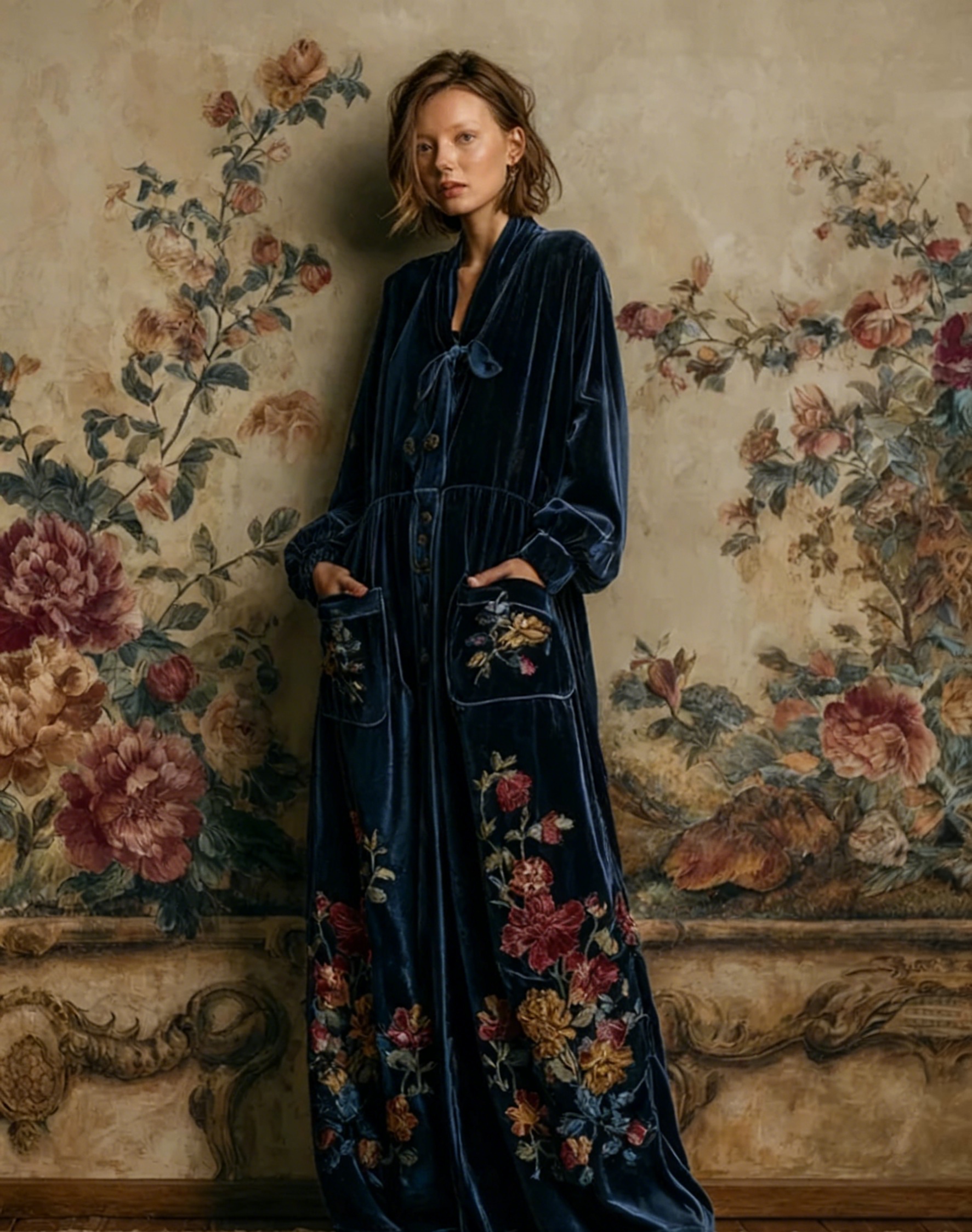 Autumn and winter elegant velvet robe