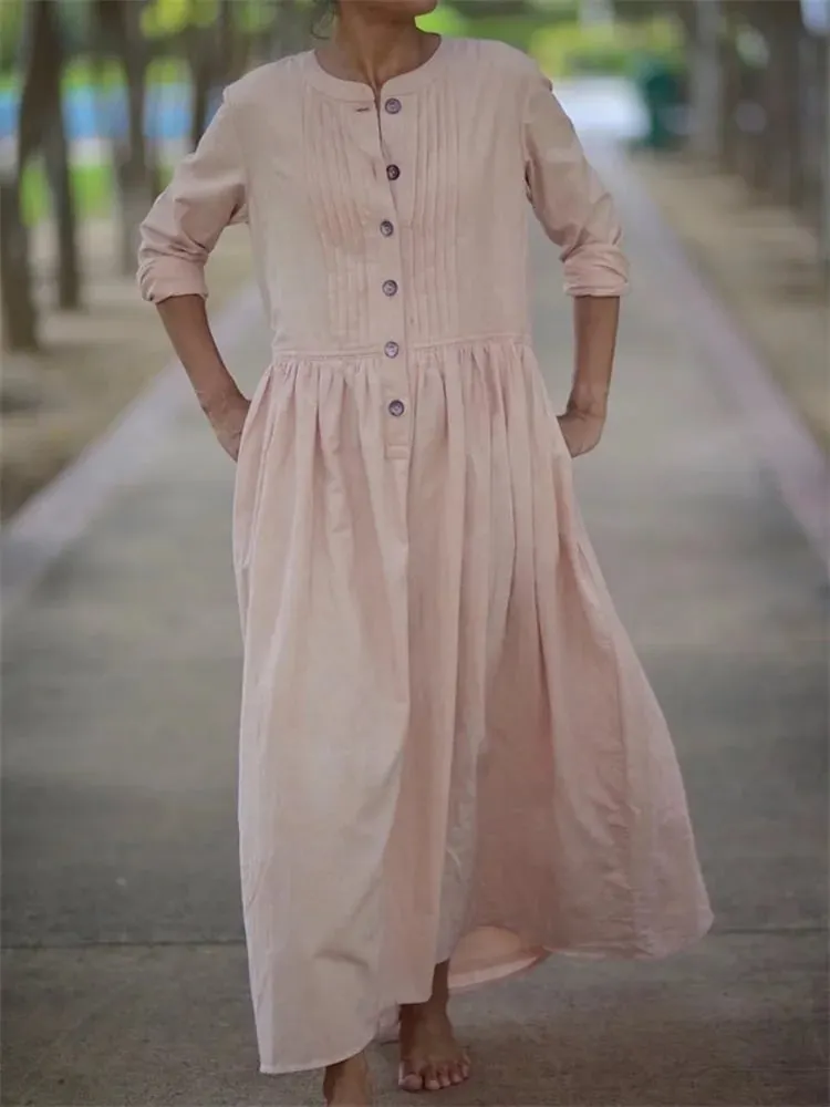 Cotton & Linen Loose Casual Dress