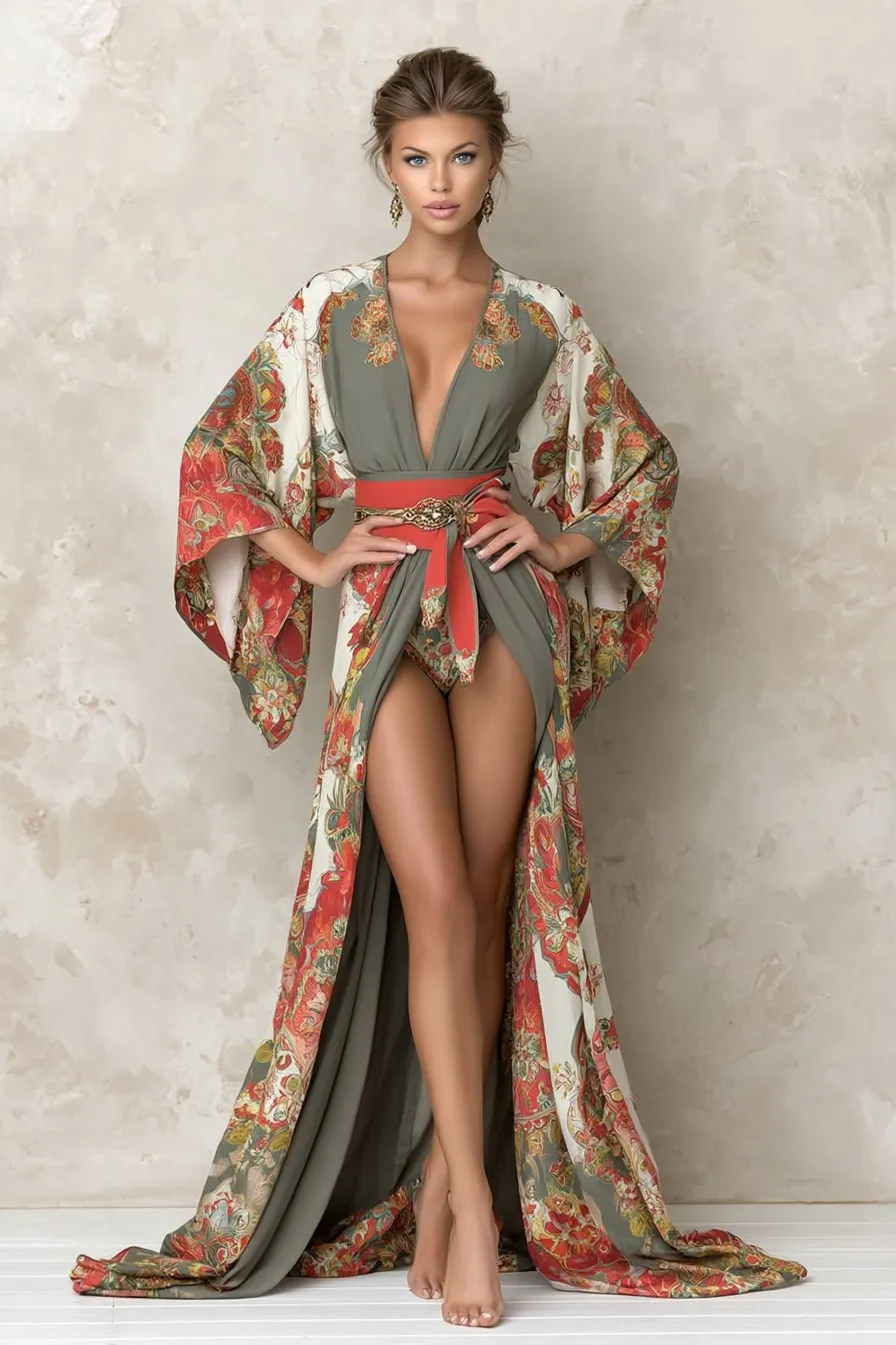 Elegant Vintage Printed Robe