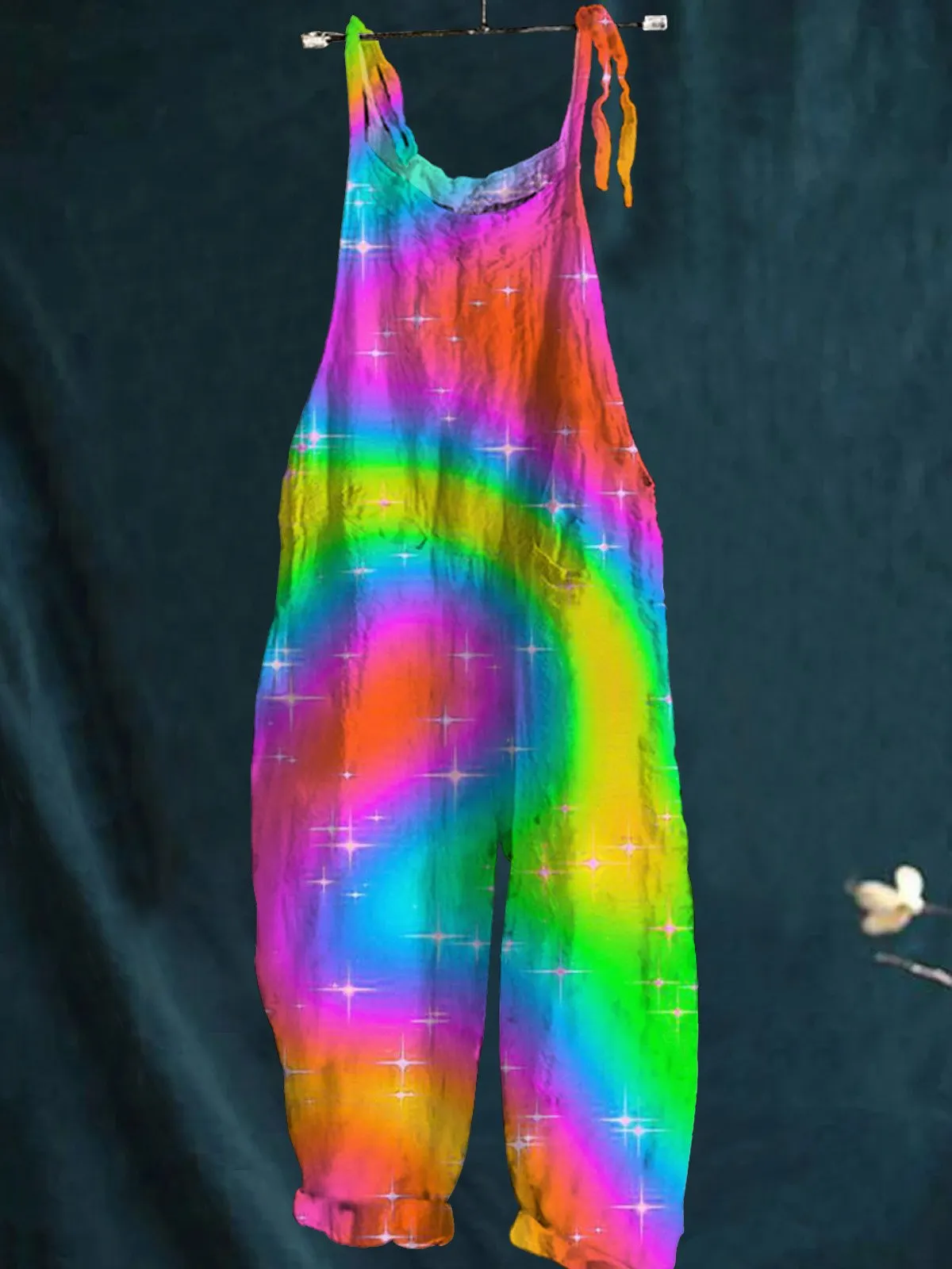 Rainbow Color Galaxy Pattern Printed Women's Casual Wide-Leg Jumpsuit
