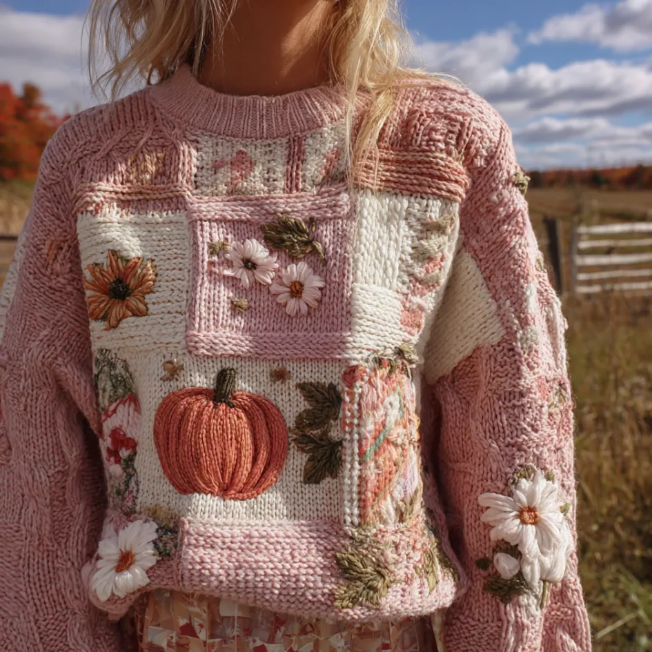 Women's Autumn/winter Thanksgiving Round Neck Warmth-giving Knit Sweater