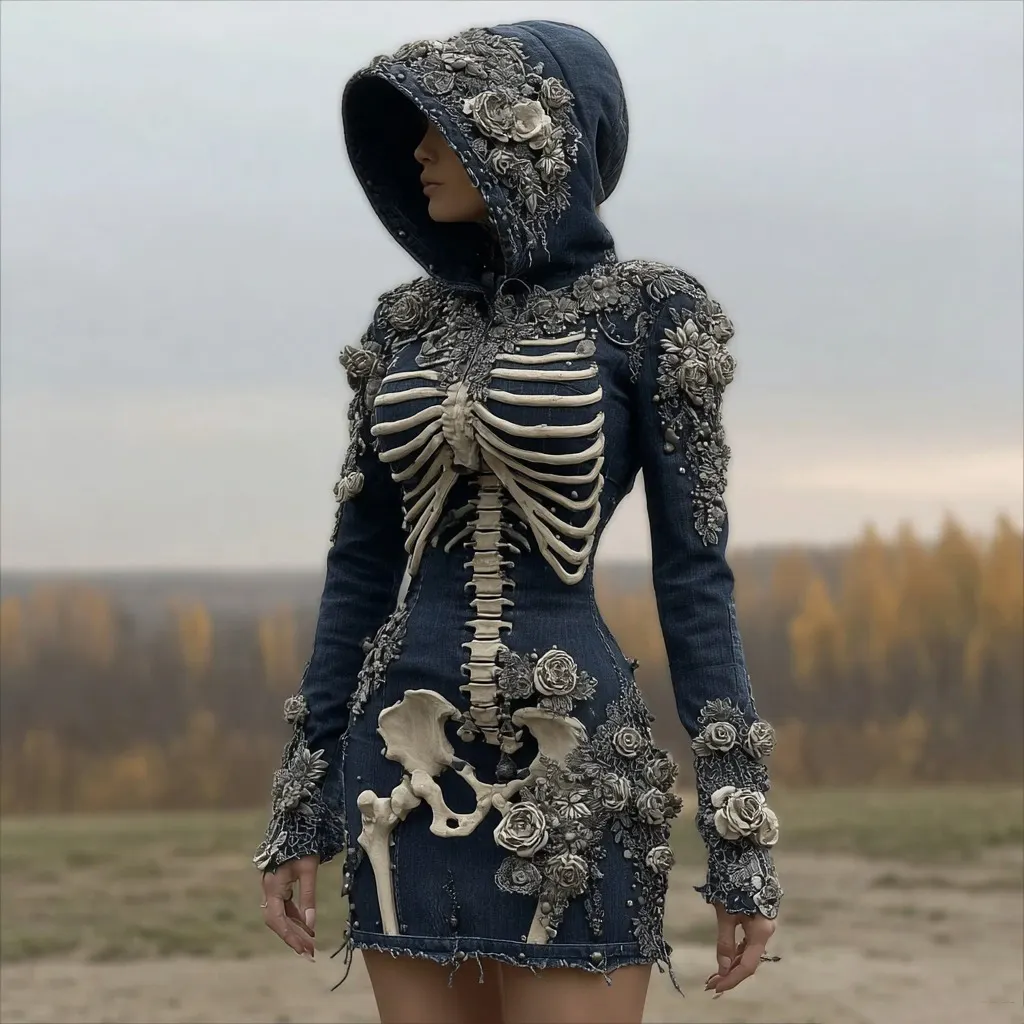 Women's Halloween Skull Rose Art Comfortable Denim Mini Skirt