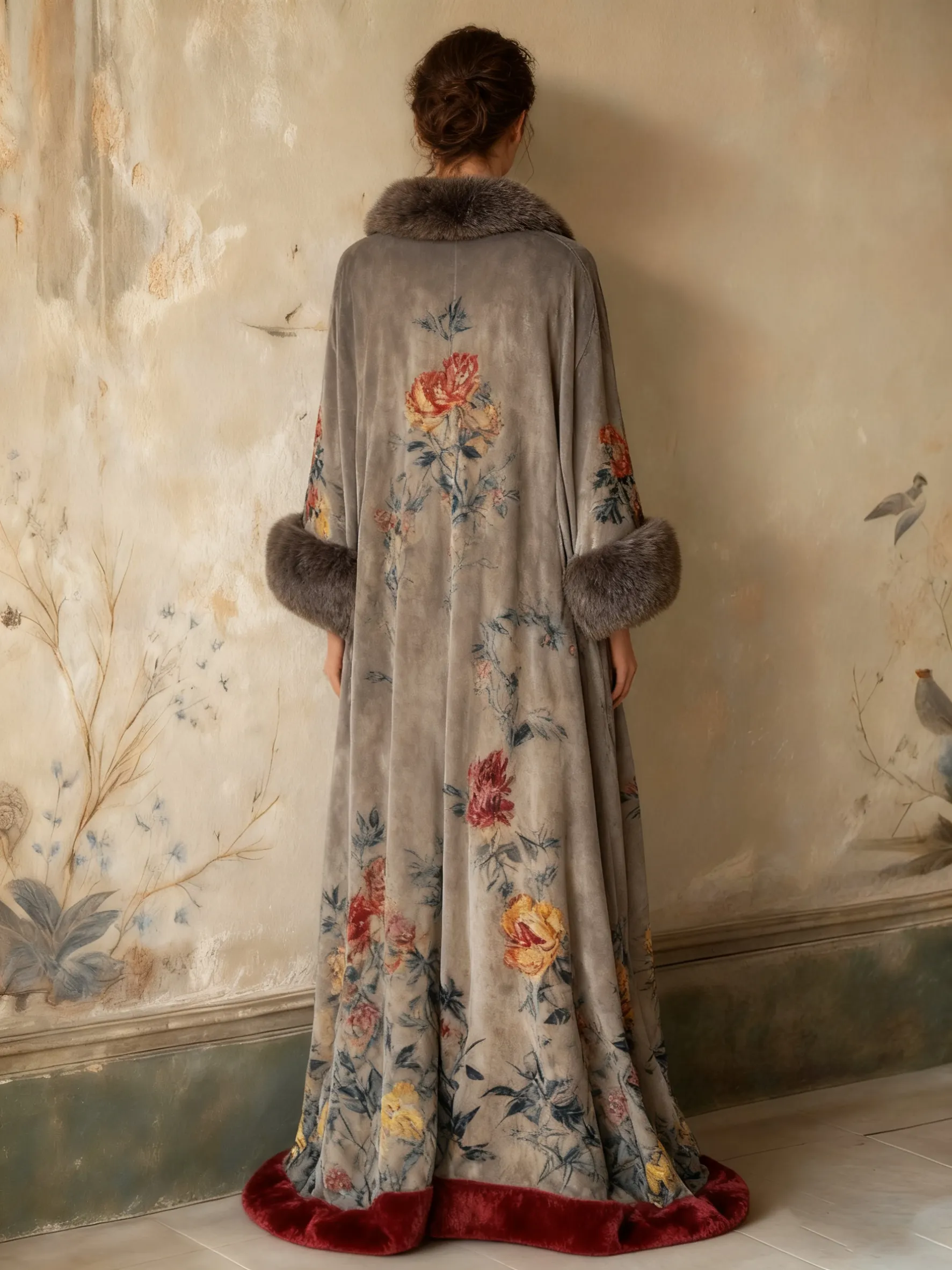Women's autumn and winter flannel V-neck robe