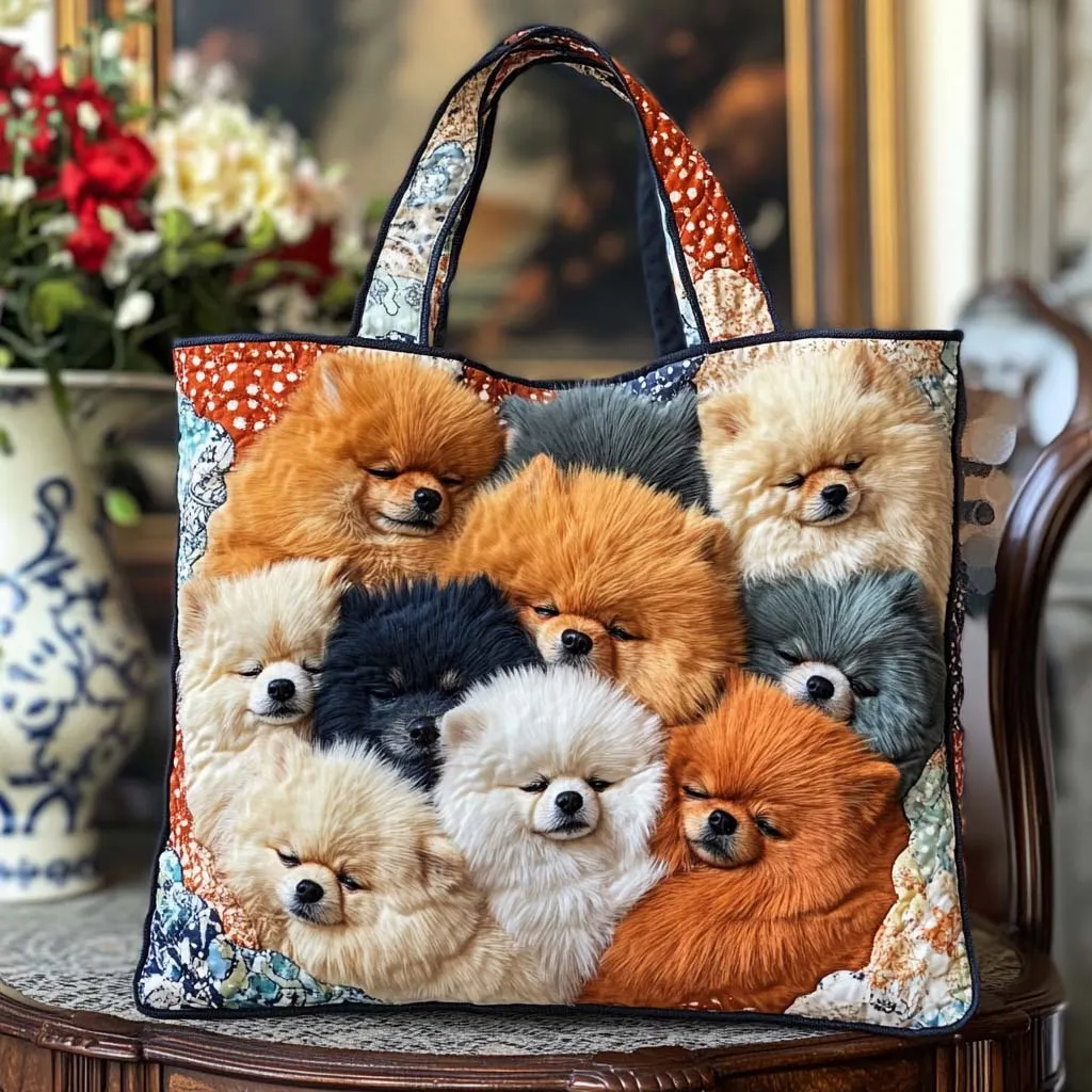 Pomeranian Quilted Tote Bag