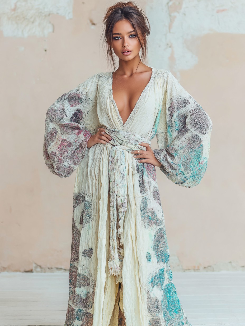 Elegant Vintage Printed Robe