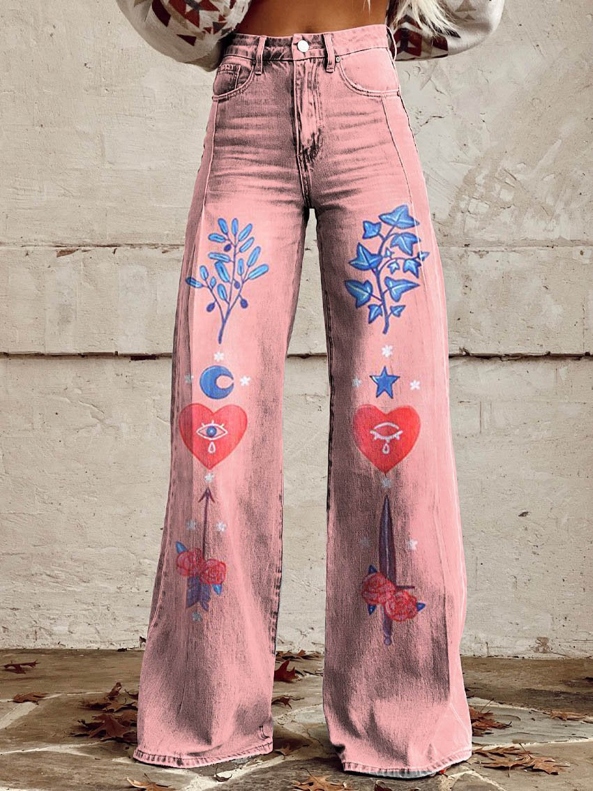 pink Casual Wide-Leg Pants